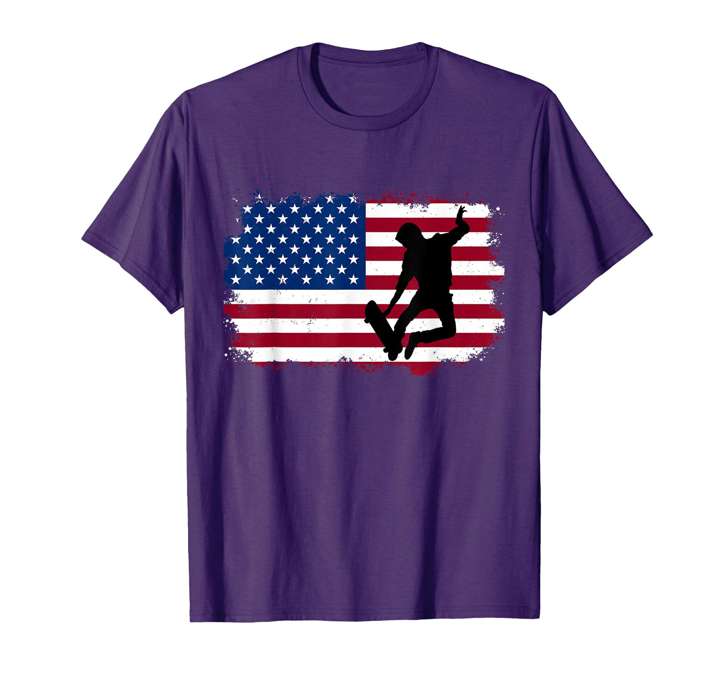 Skateboarding Skater Skate Board American Flag Men Boys T-Shirt