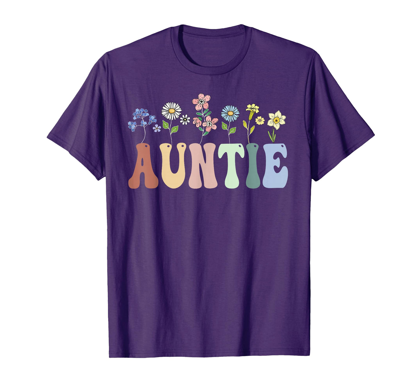Auntie Gifts Women Wildflower Floral Design Auntie T-Shirt