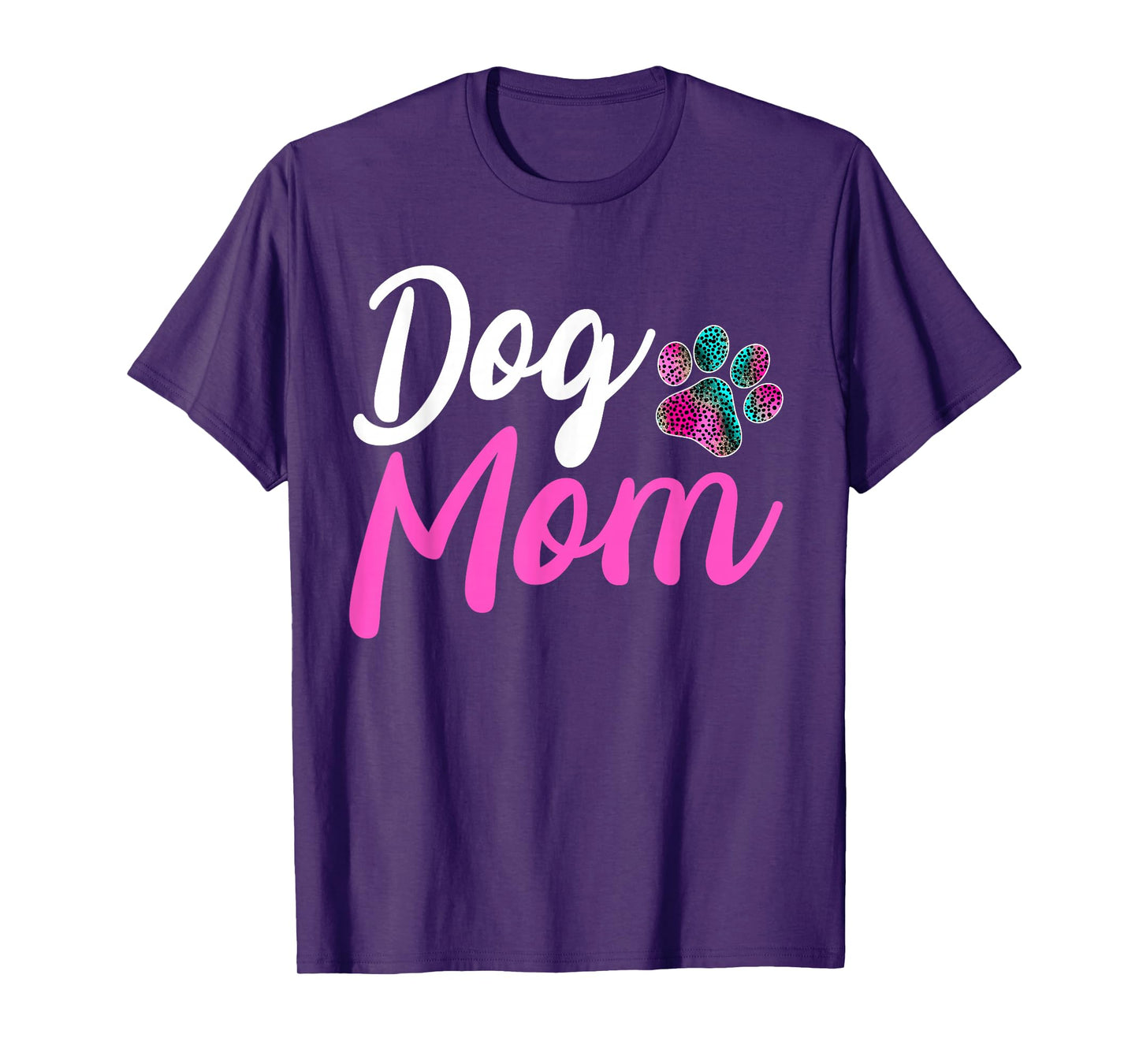 Dog Mom - Leopard Dog Lover Paw Dog Mom Funny T-Shirt