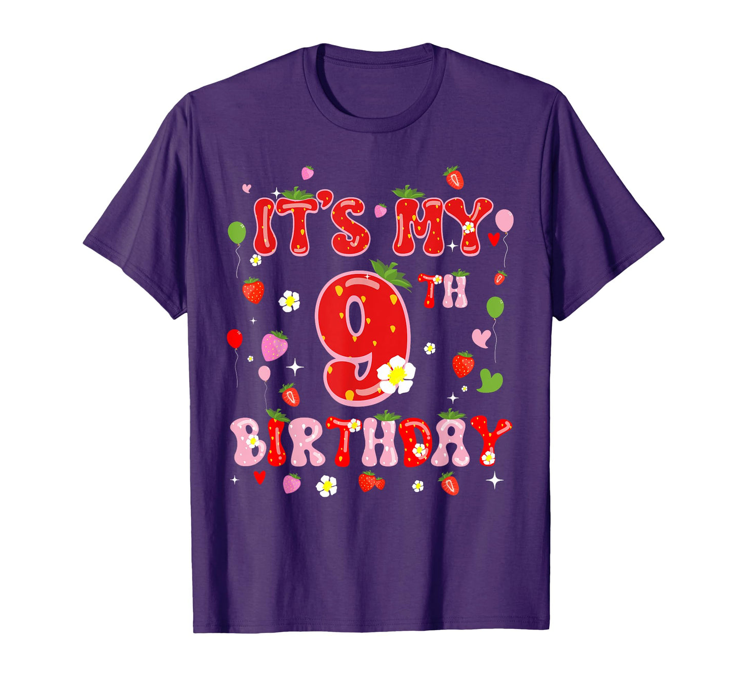 Its My 9th Birthday Girl Nine Year Old Sweet Strawberry 9yr T-Shirt