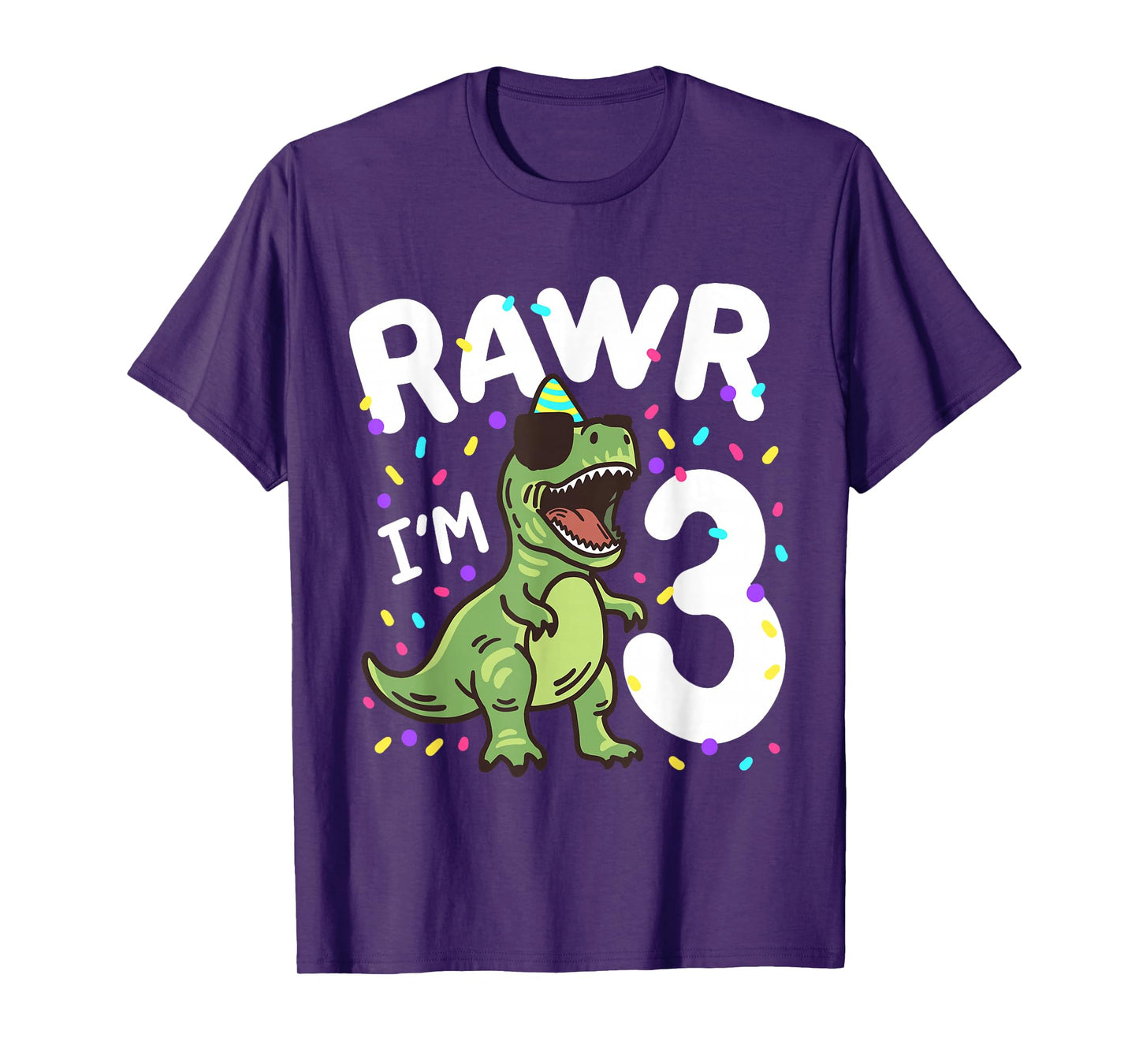 Three Rawr I'm 3 Years Old T Rex Dinosaur 3rd Birthday Boys T-Shirt