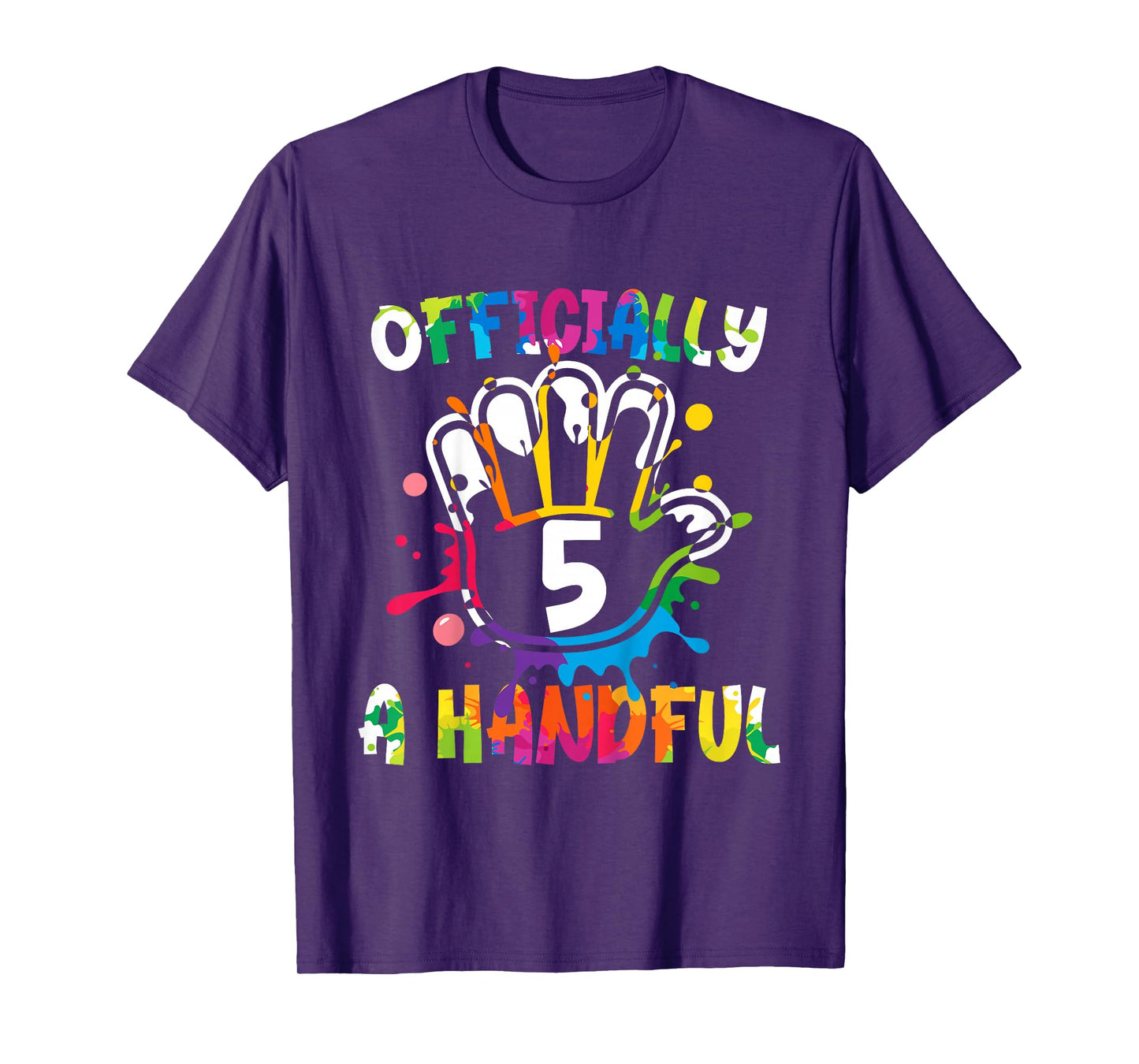 Kids Officially A Handful Funny 5th Birthday Boy Girl Turning 5 T-Shirt