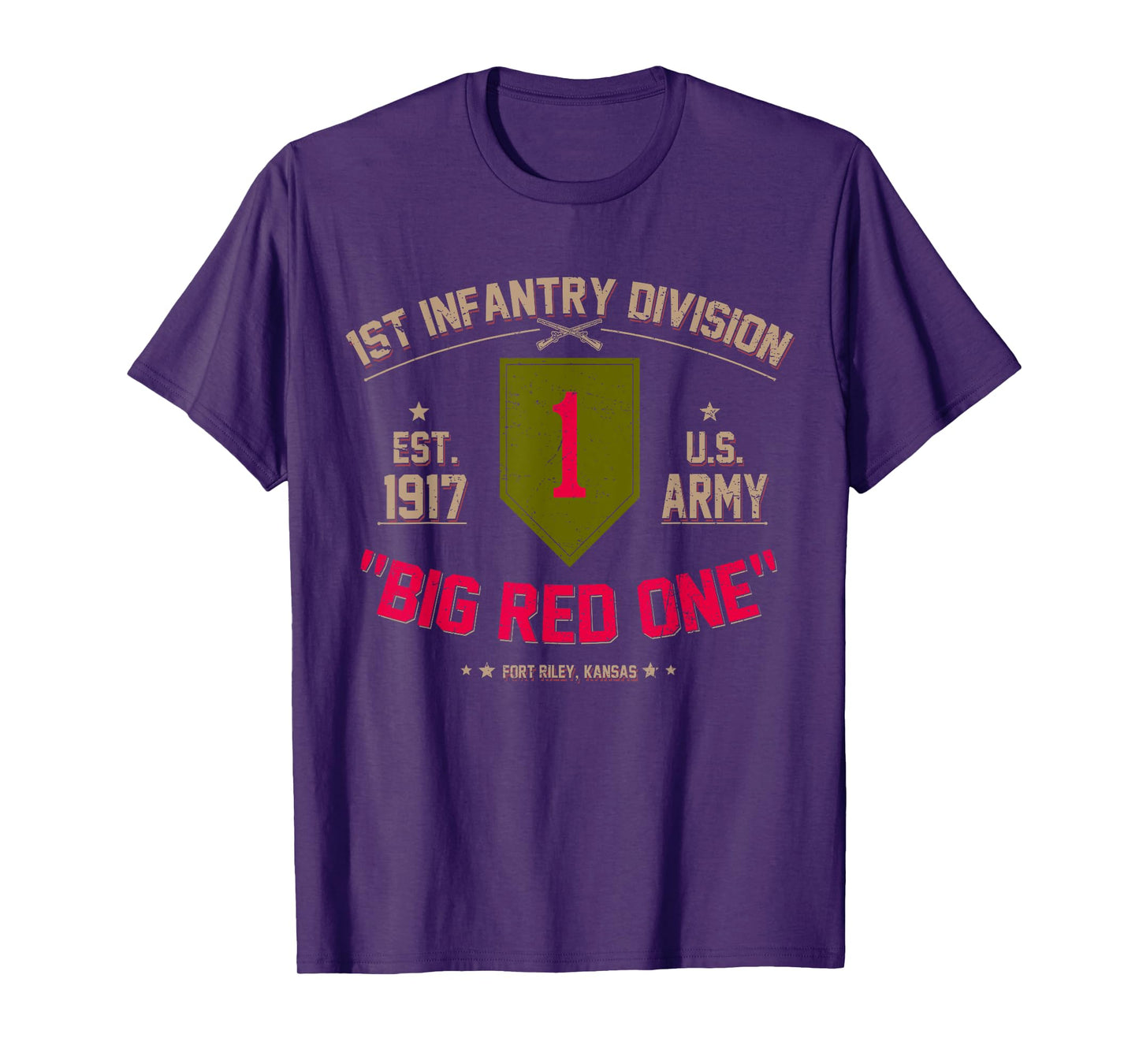 Proud 1st Infantry Division US Veteran Big 1 Red One T-Shirt