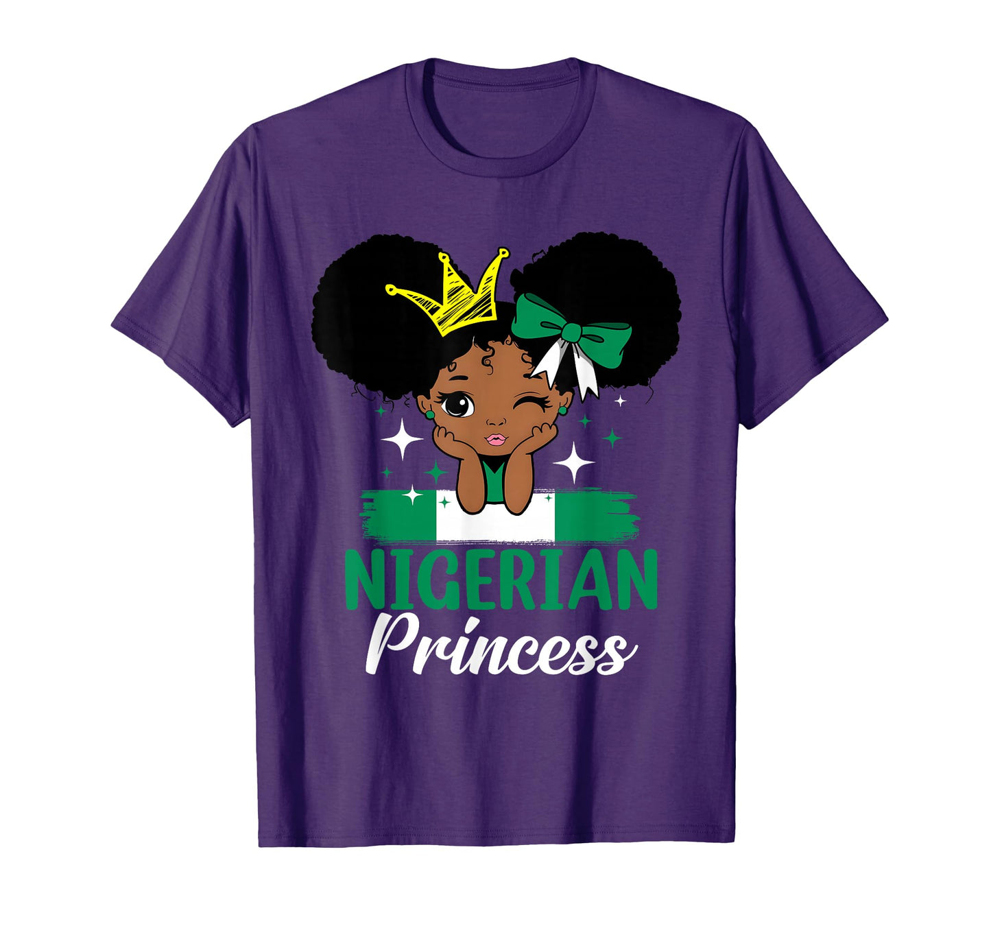 Nigerian Princess Nigeria Girl Melanin Cute Nigerian Flag T-Shirt