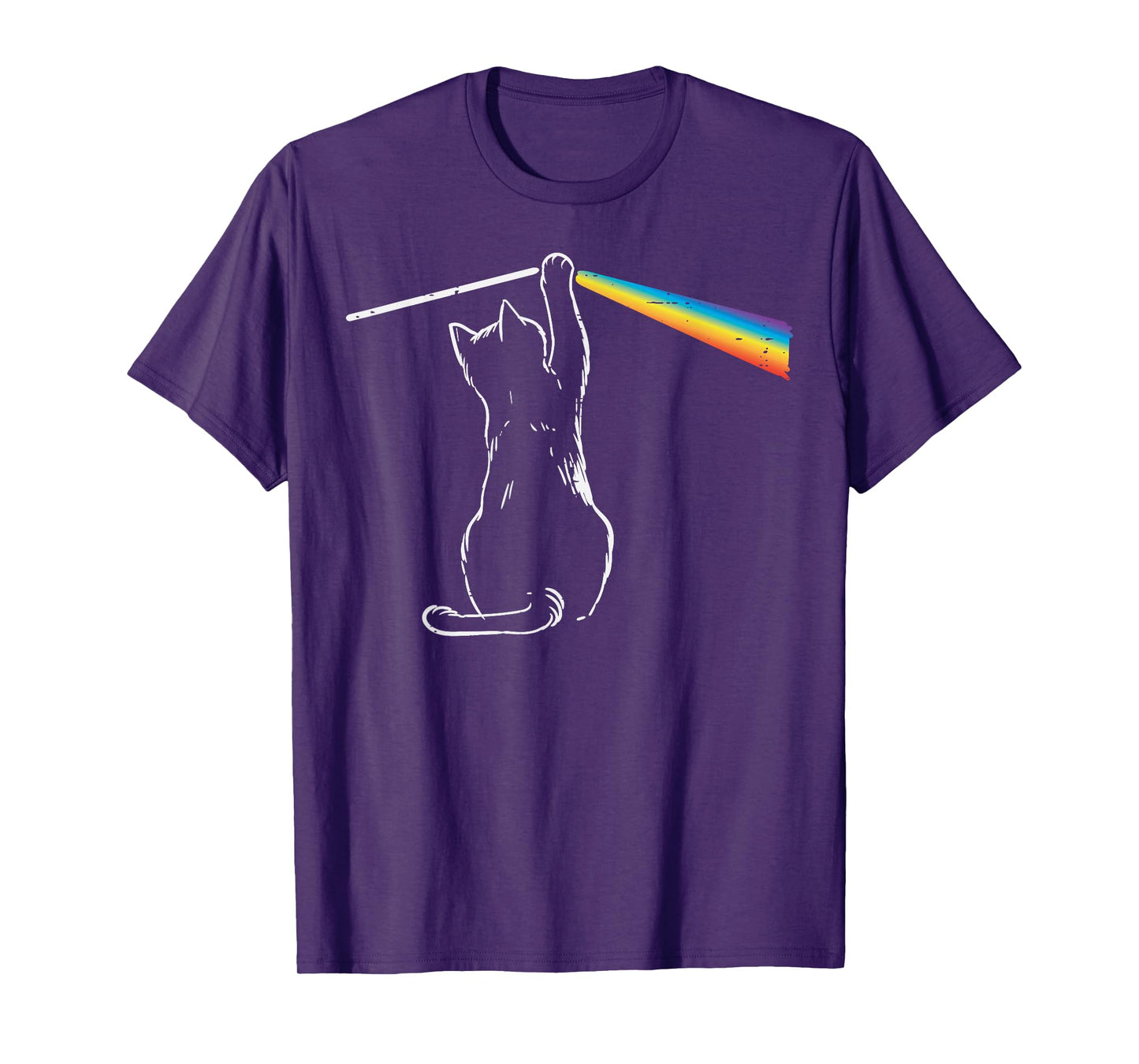 Cat Rainbow Light Cool Prism Science Spectral Men Women Kids T-Shirt