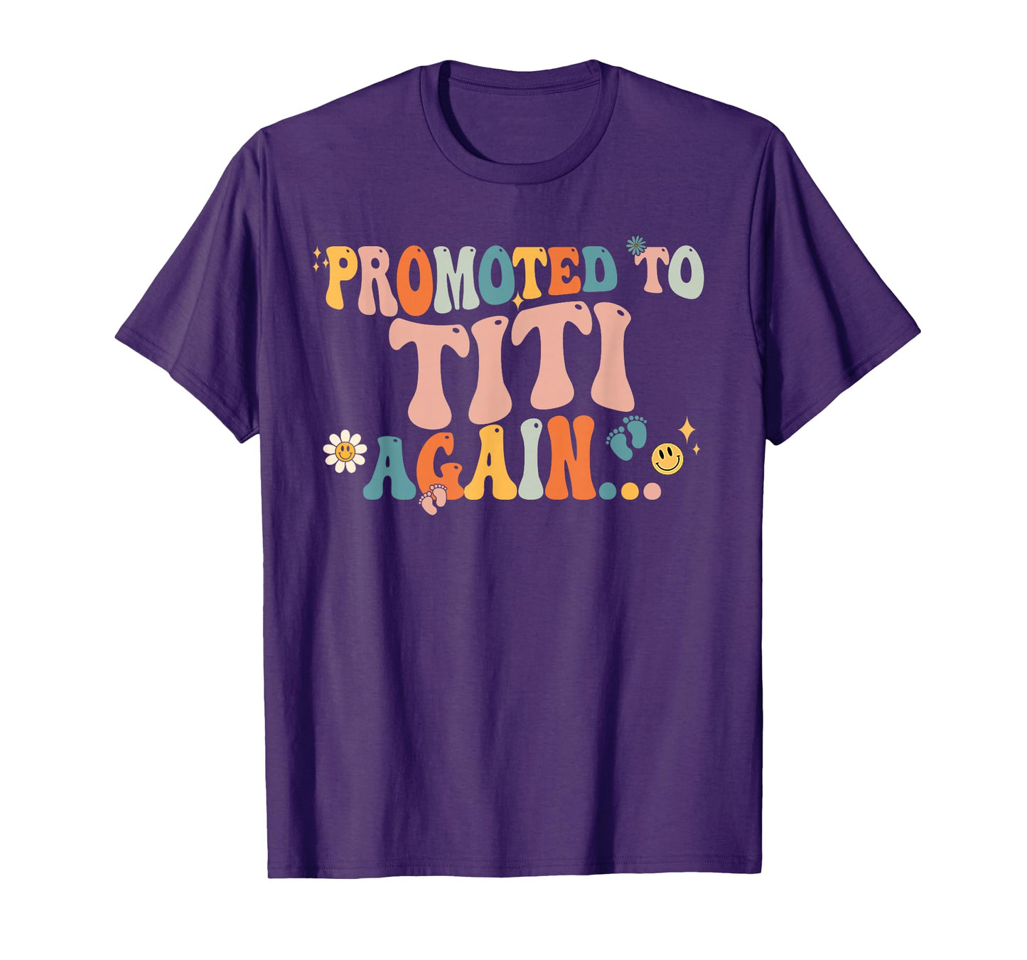 Titi Pregnancy Announcement Gifts Groovy Promoted to Titi Again Fathers Day T-Shirt