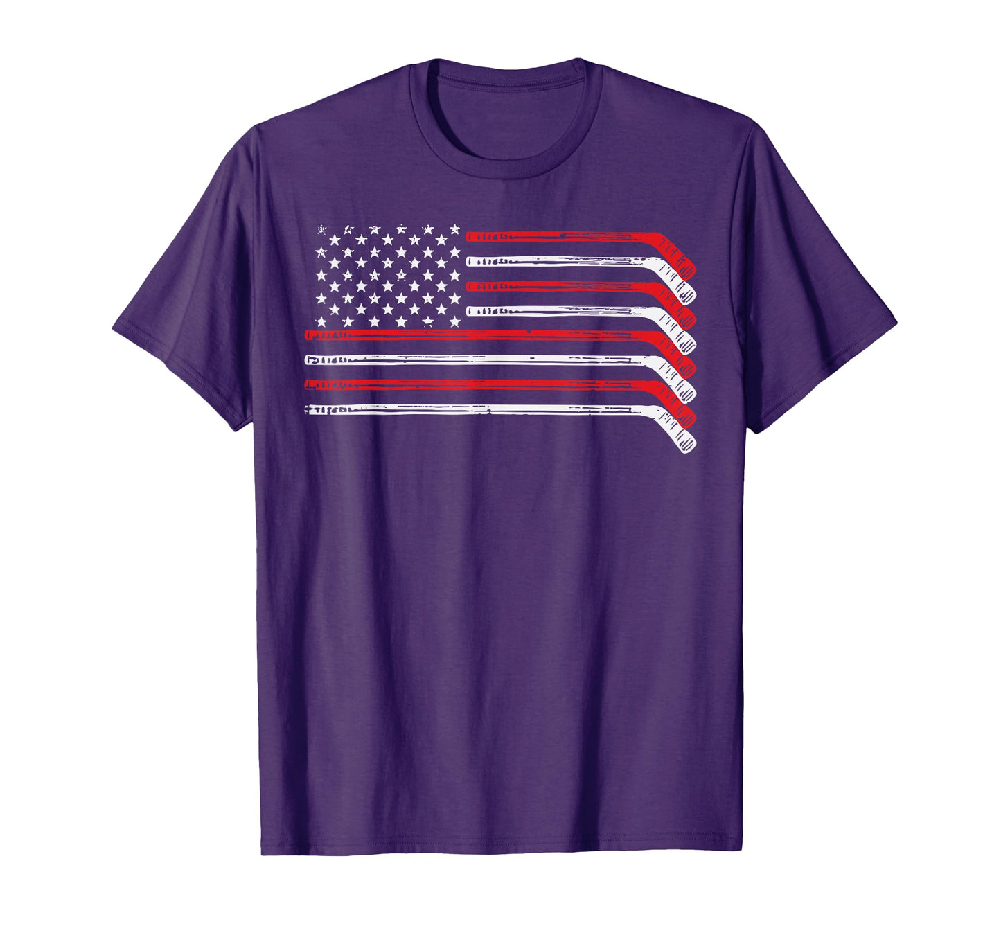 Ice Hockey Sticks US Flag Patriotic Player Men Boys Kids T-Shirt