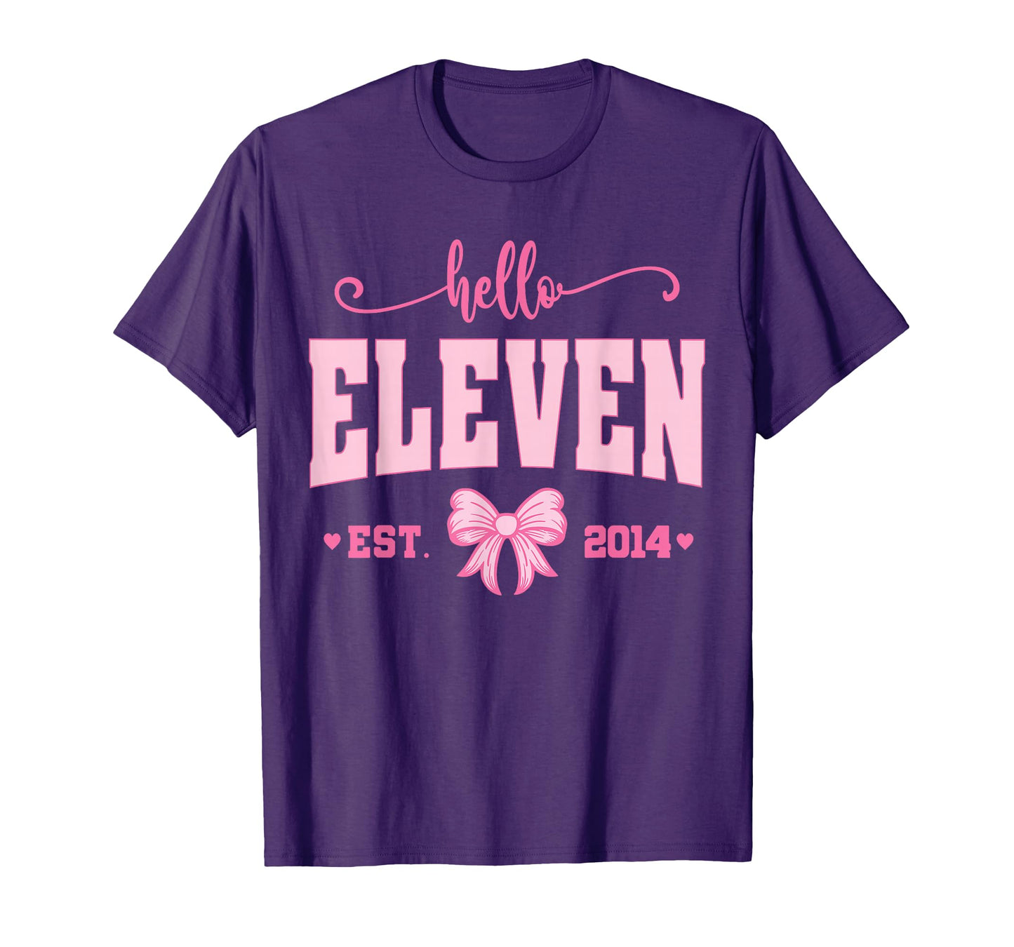 Hello Eleven Est 2014 Coquette Bow 11th Birthday Girl T-Shirt