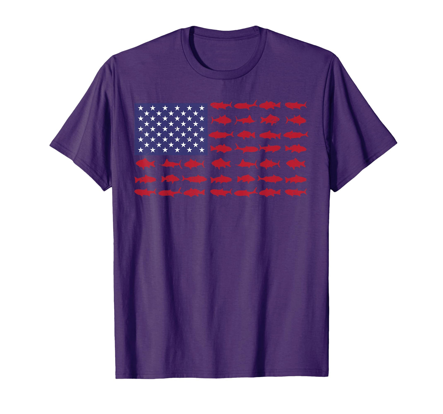American Flag Fishing Men Kids Bass Fish Dad USA Patriotic T-Shirt