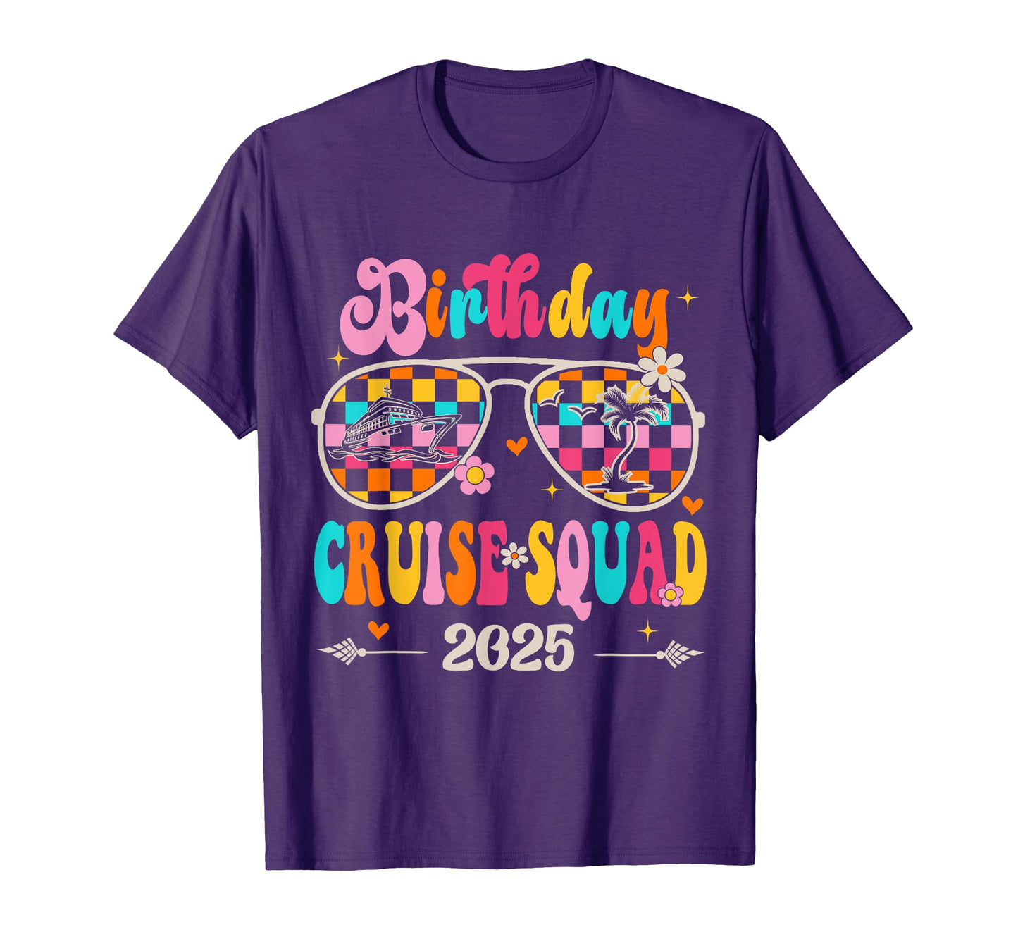Retro Birthday Cruise Squad 2025 Sunglasses Cruise Birthday T-Shirt