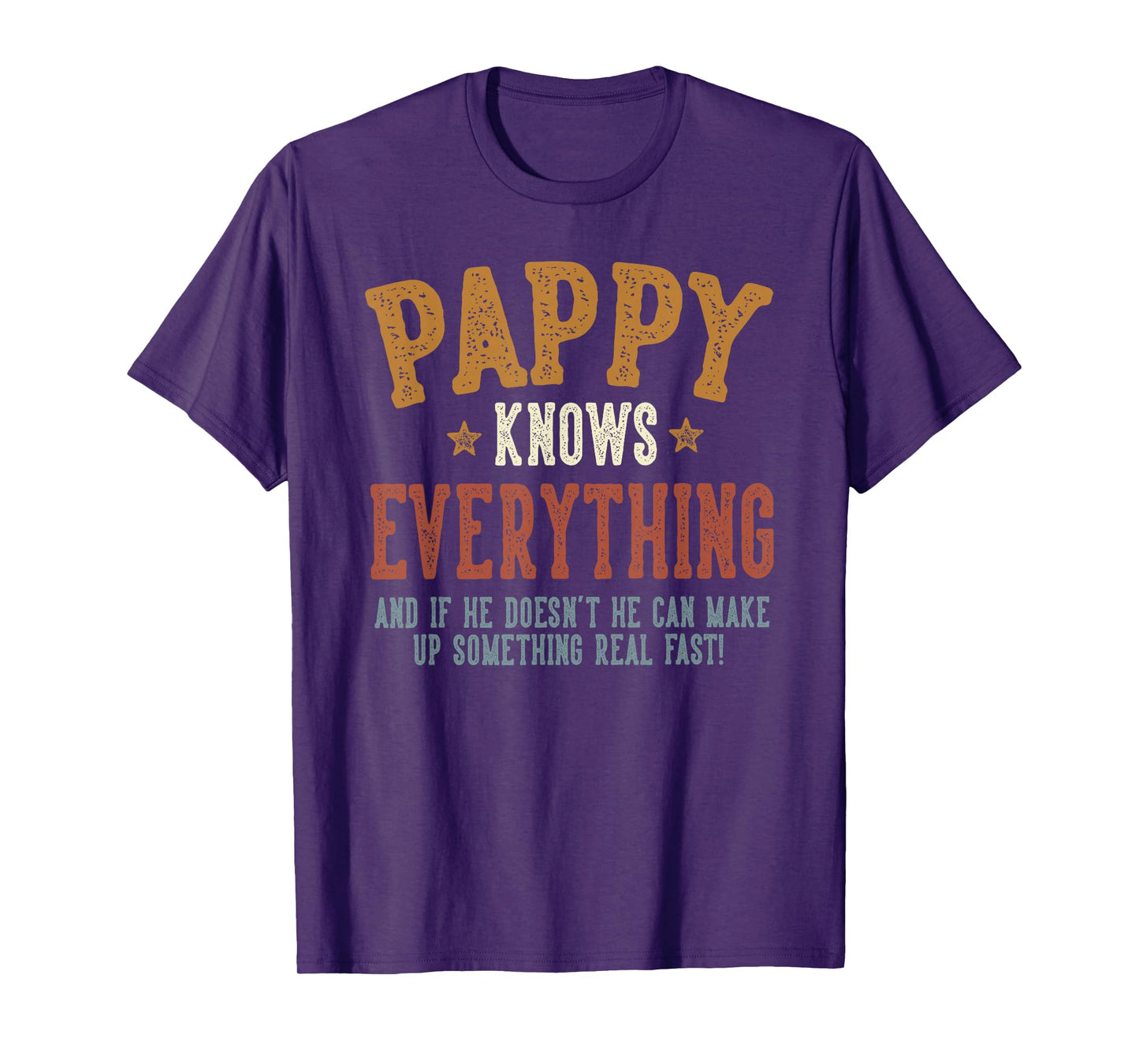 Pappy Knows Everything - Humorous Father's Day Pappy T-Shirt, Small, Black
