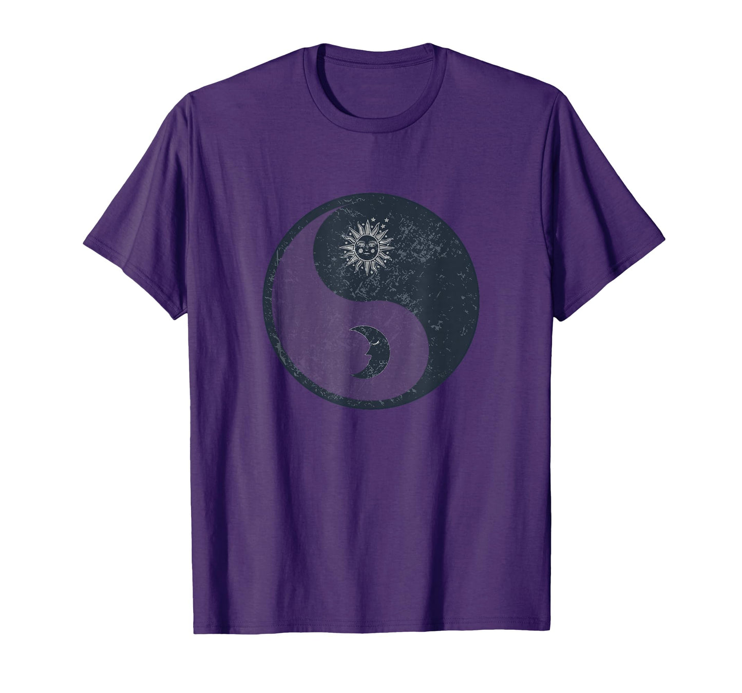 Meditation Yin Yang Sun Moon Distressed T-Shirt