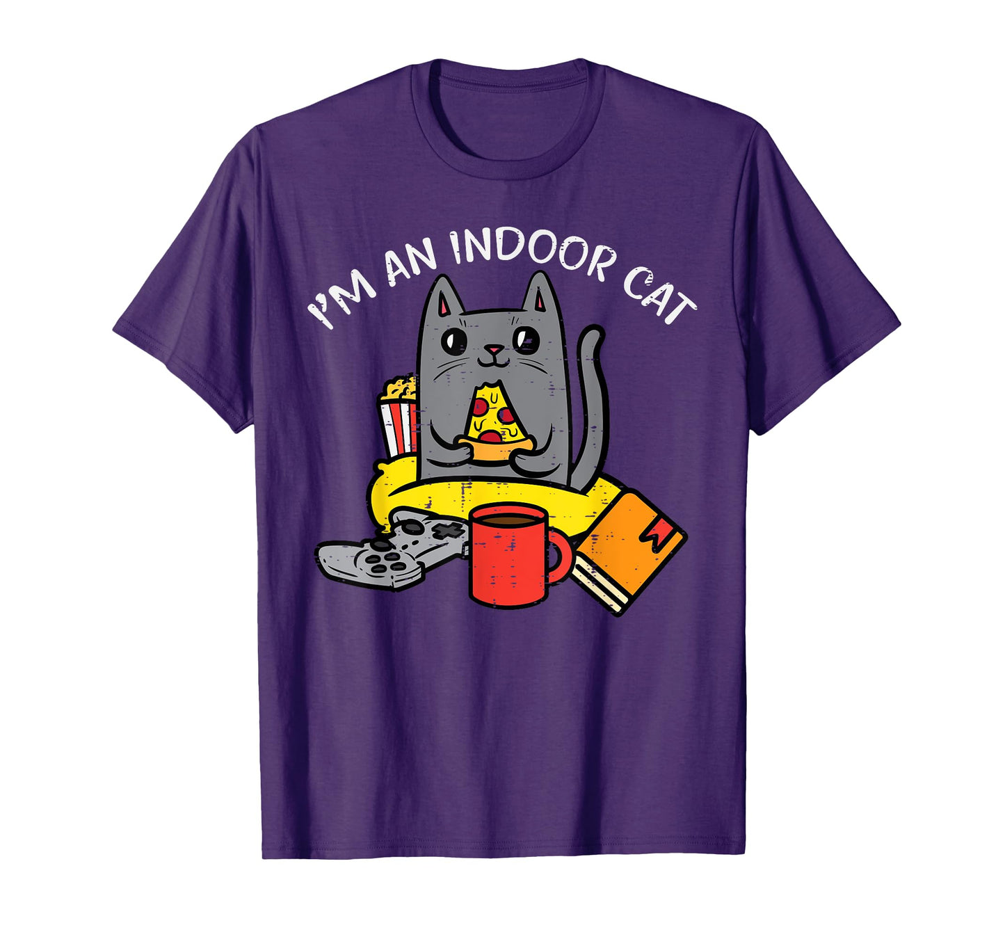 Im Indoor Cat Gaming Controller Pizza Gamer Men Boys Kids T-Shirt