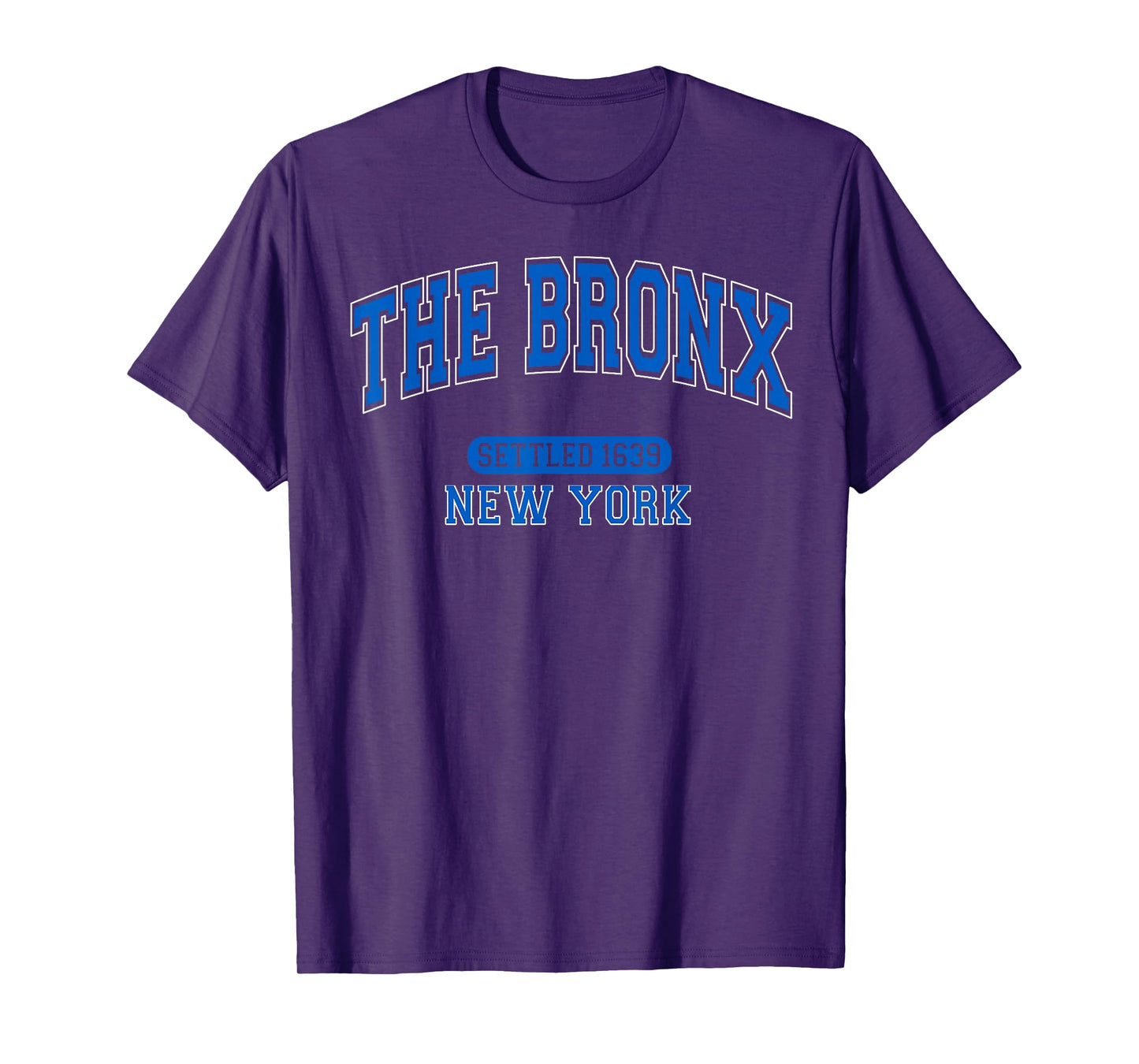 The Bronx New York Settled 1639 Vintage Sports Arched Blue T-Shirt