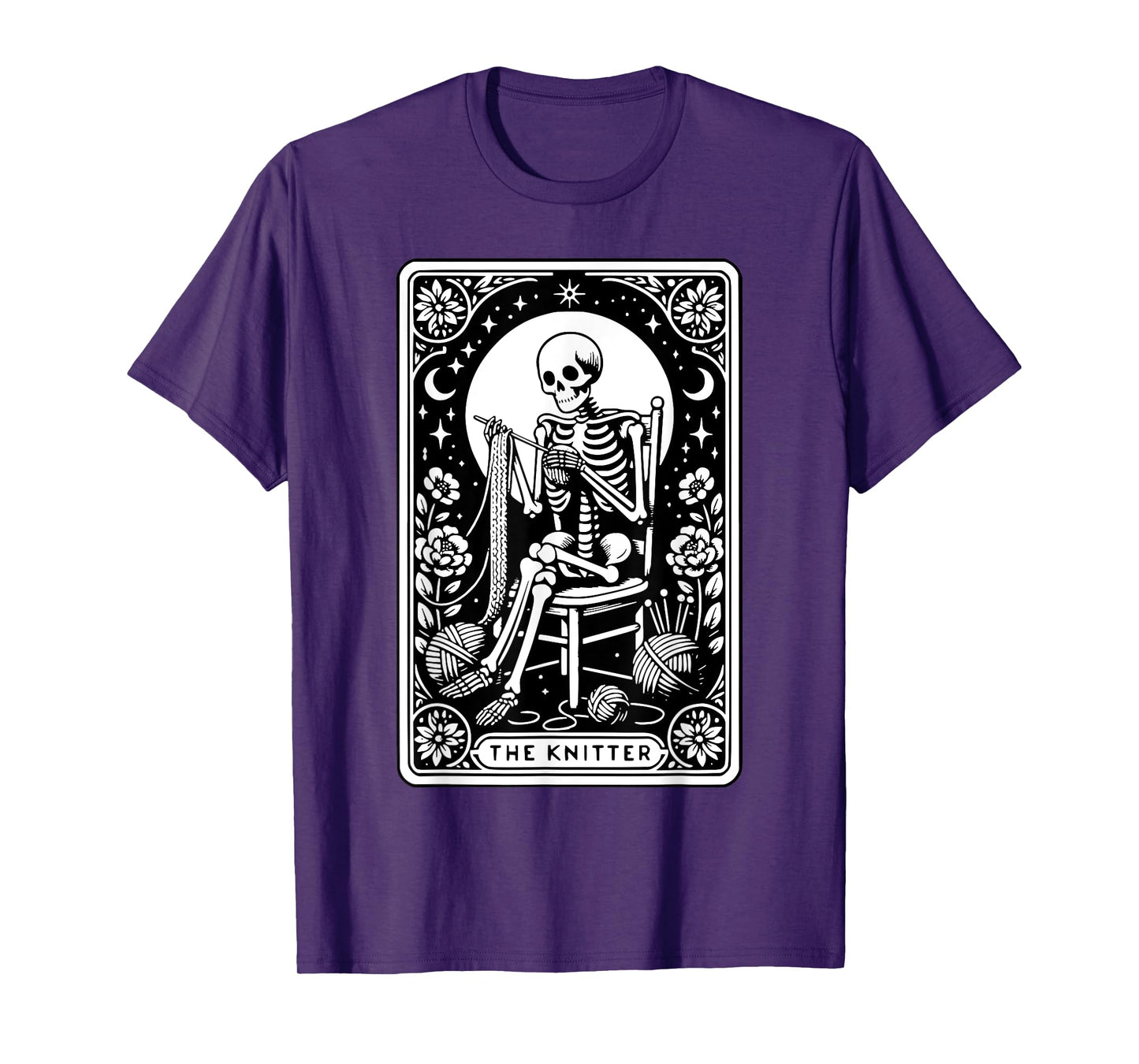 The Knitter Tarot Card Funny Knitting Skeleton Crochet Lover T-Shirt