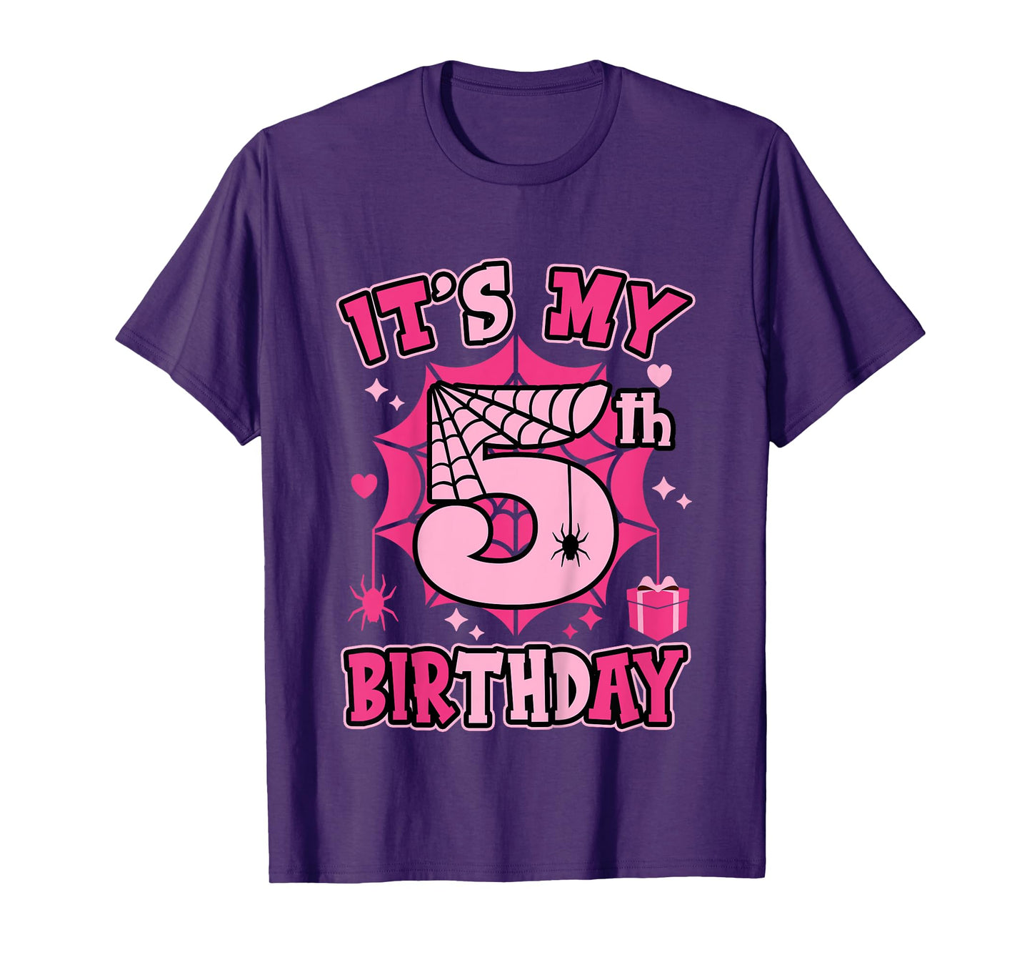 Kids It's My 5th Birthday Spider Girl Costume Party 5 Year Old T-Shirt