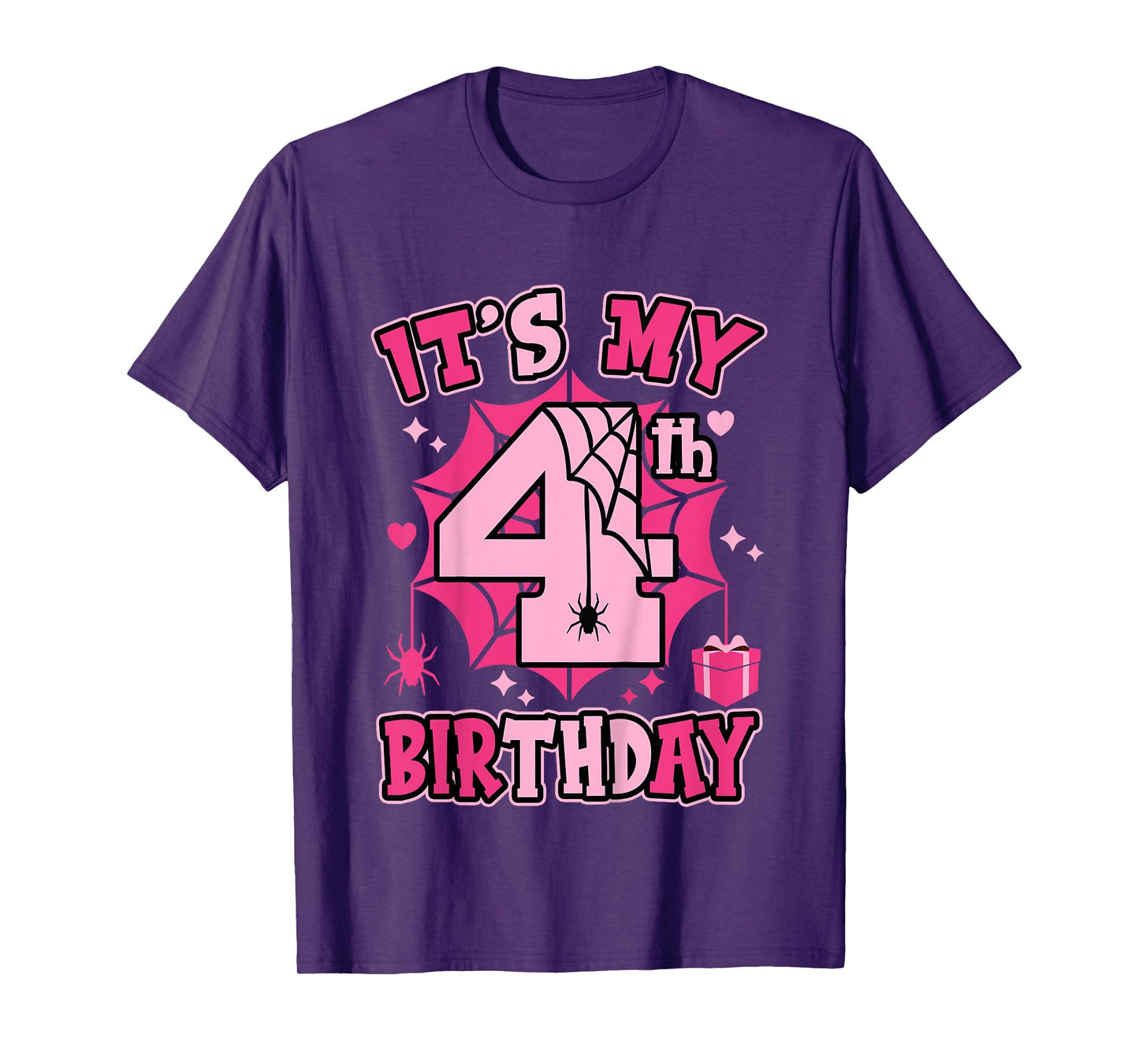 Kids It's My 4th Birthday Spider Girl Costume Party 4 Year Old T-Shirt
