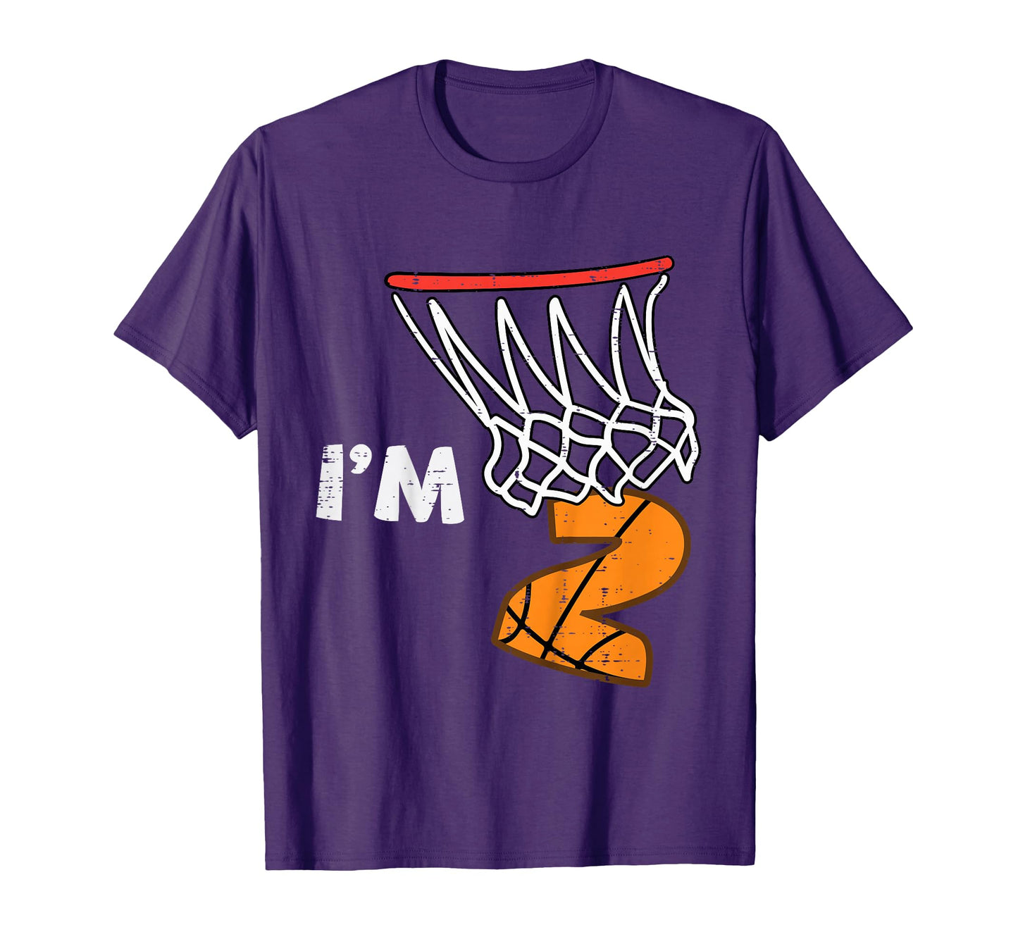 Kids 2nd Birthday Basketball Im 2 Two Year Old Bday Toddler Boys T-Shirt