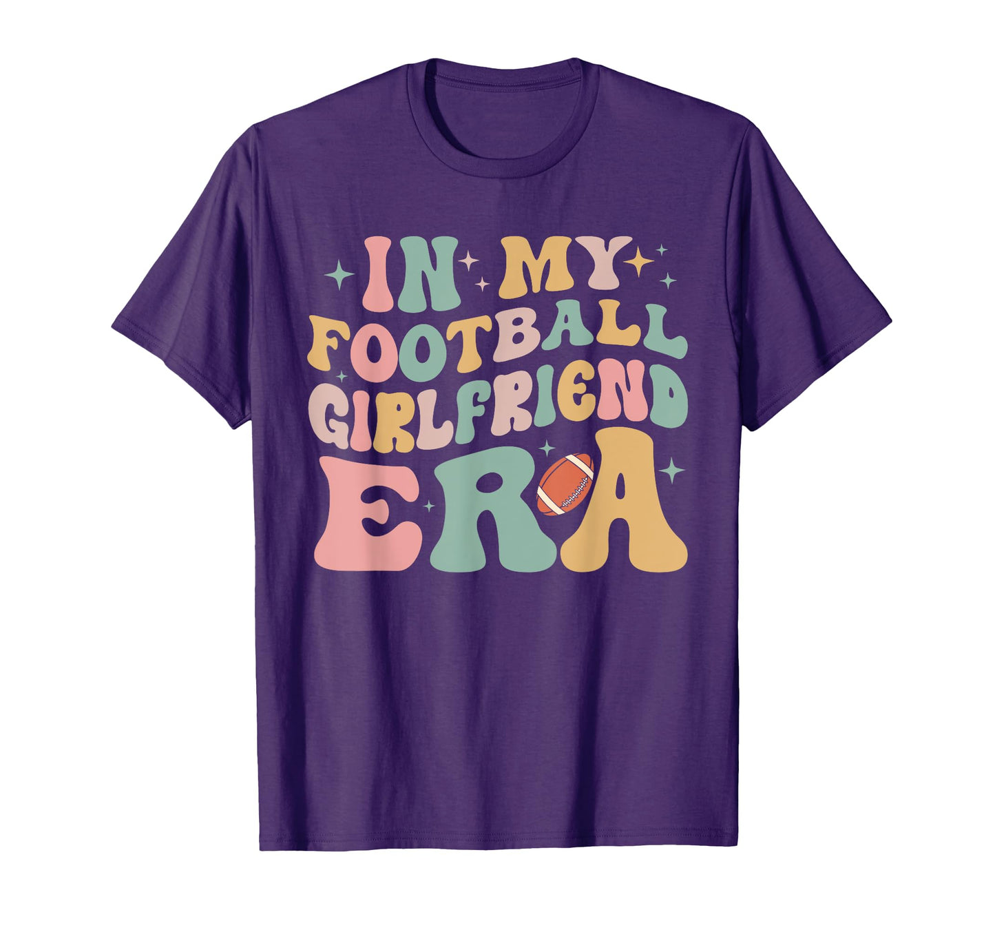 In My Football Girlfriend Era Tee Retro Groovy Football T-Shirt Black, Multicolor Small Unisex-Adults