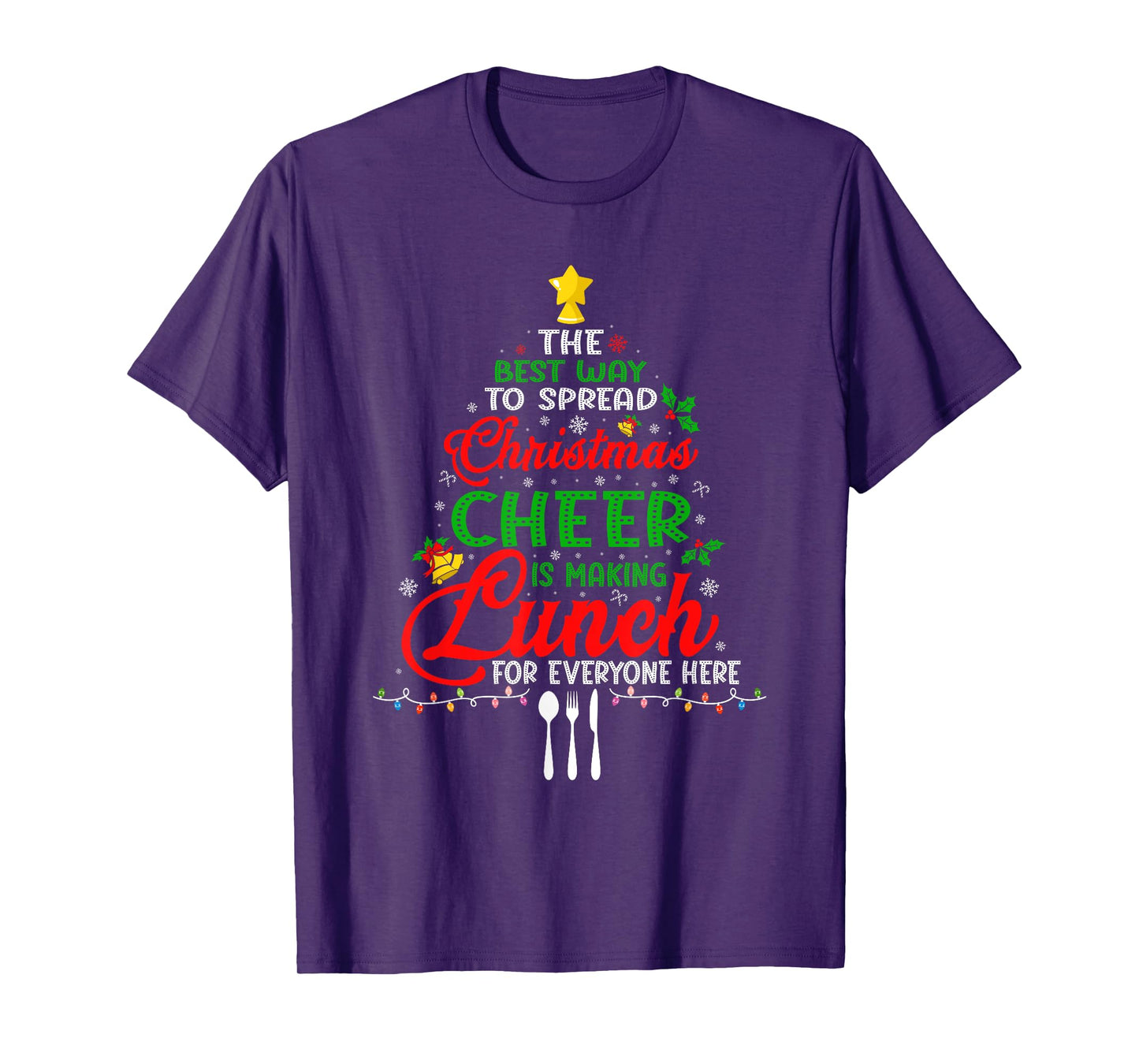 Lunch Lady Christmas XMas School Cafeteria Lunch Lady Tree T-Shirt