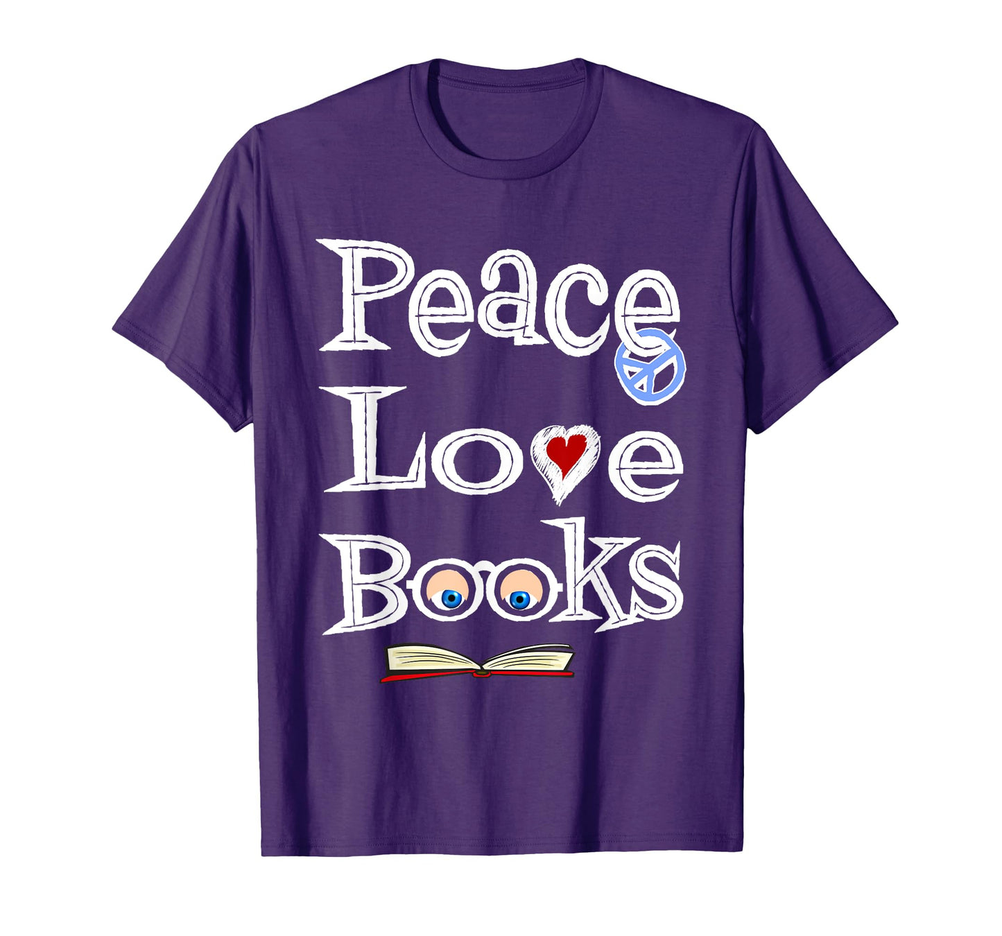 Peace Love Books T-Shirt Geeky Cute Book Nerd Gift