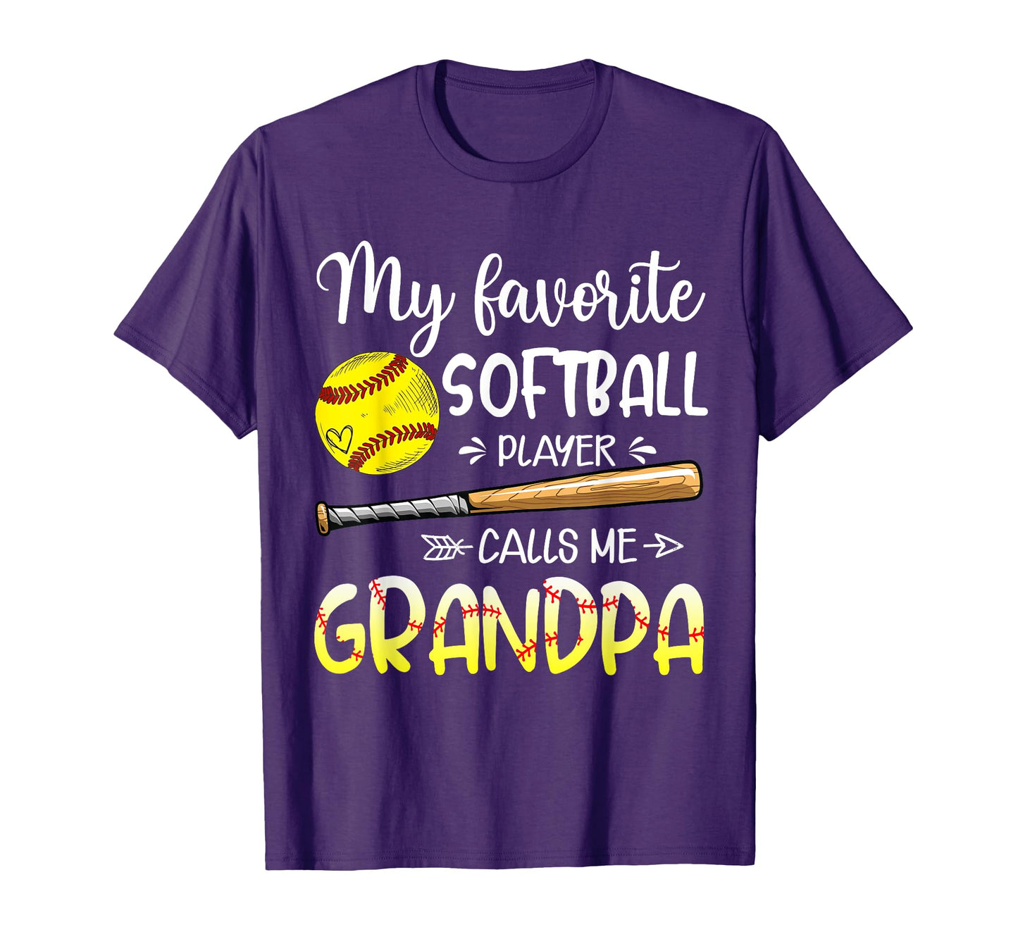 Softball My Favorite Softball Player Calls Me Grandpa T-Shirt