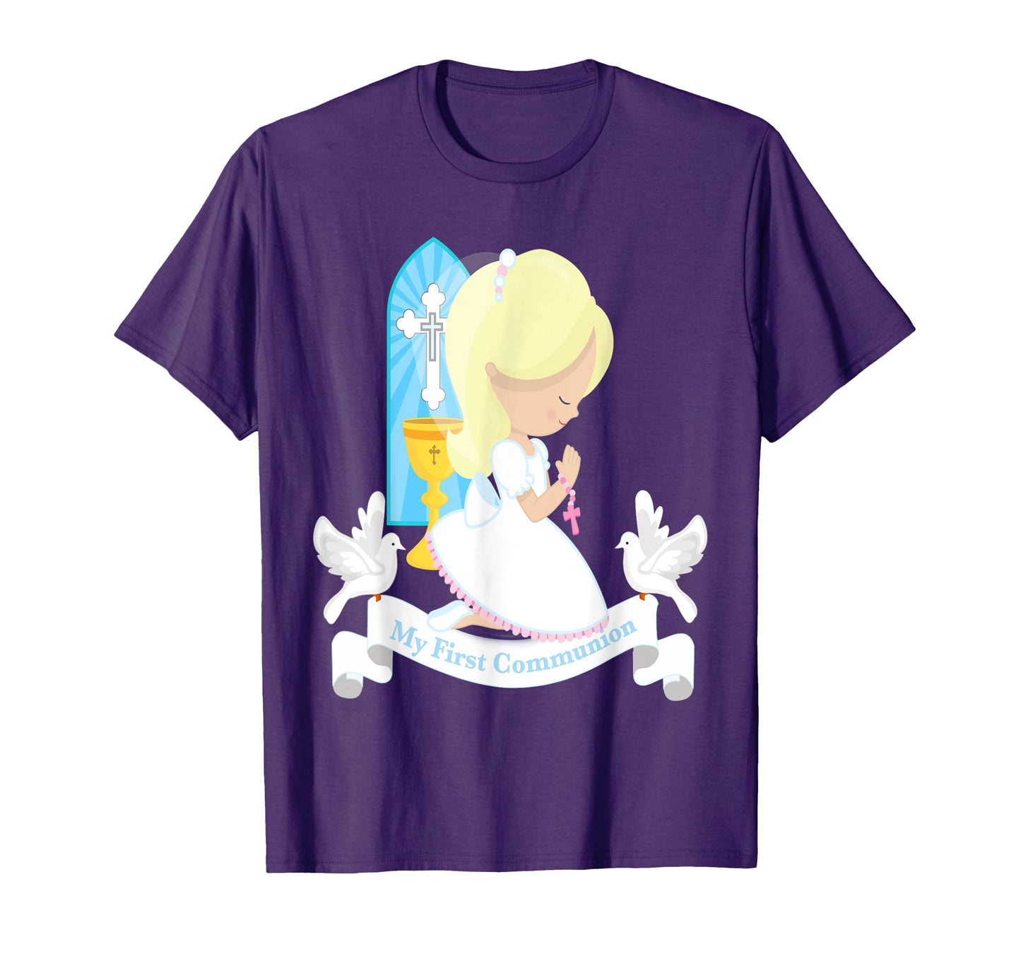 My First Communion Shirt Gift Cute Kids Daughter Girl Blonde T-Shirt