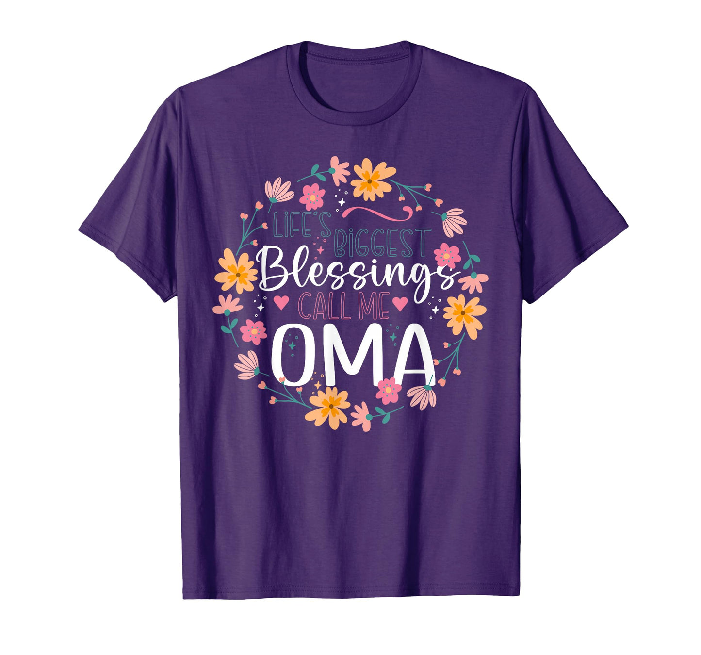 Life’s Biggest Blessings Call Me Oma Floral Design T-Shirt