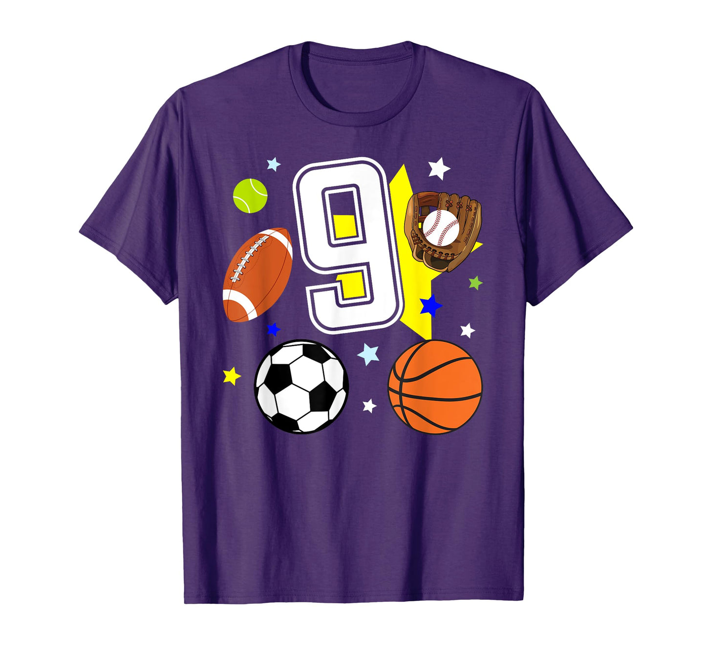 9th Birthday Sports Birthday Theme 9 Year Old Boy T-Shirt