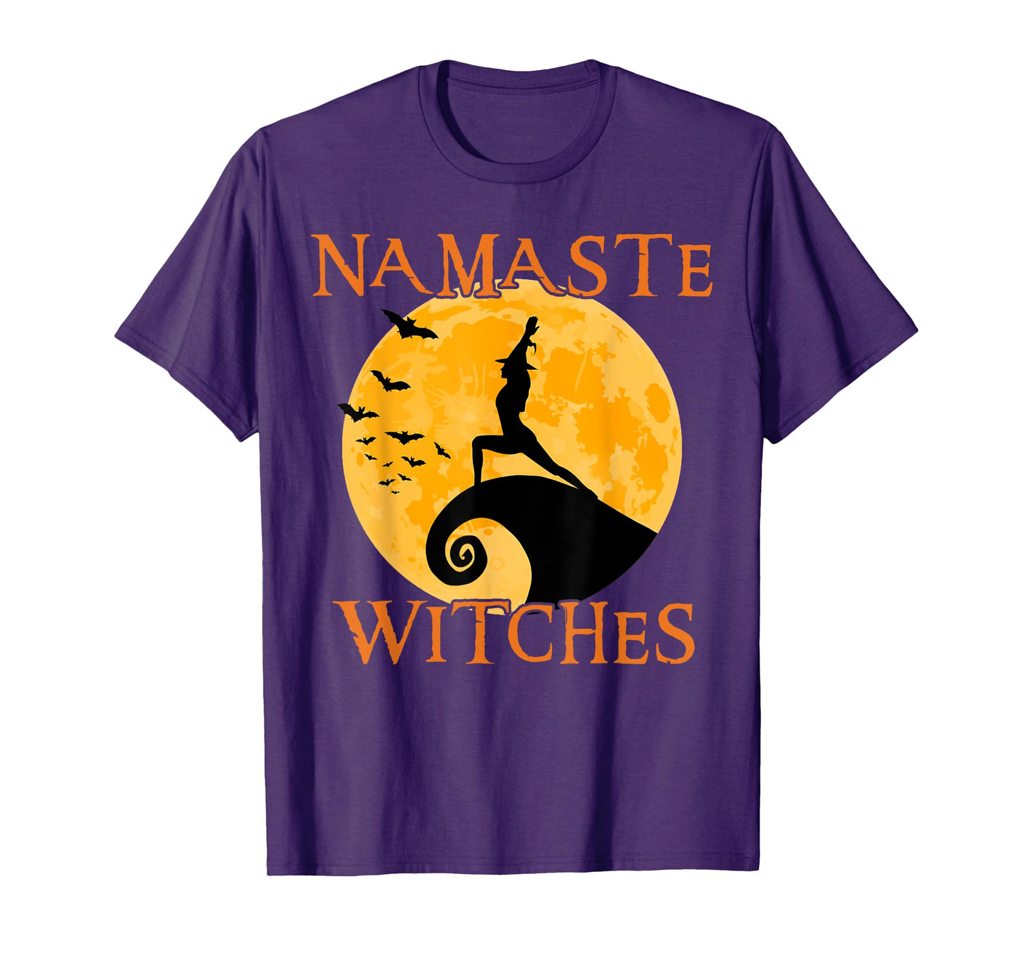 Namaste Witches Yoga Warrior I Pose Halloween Yoga T-Shirt