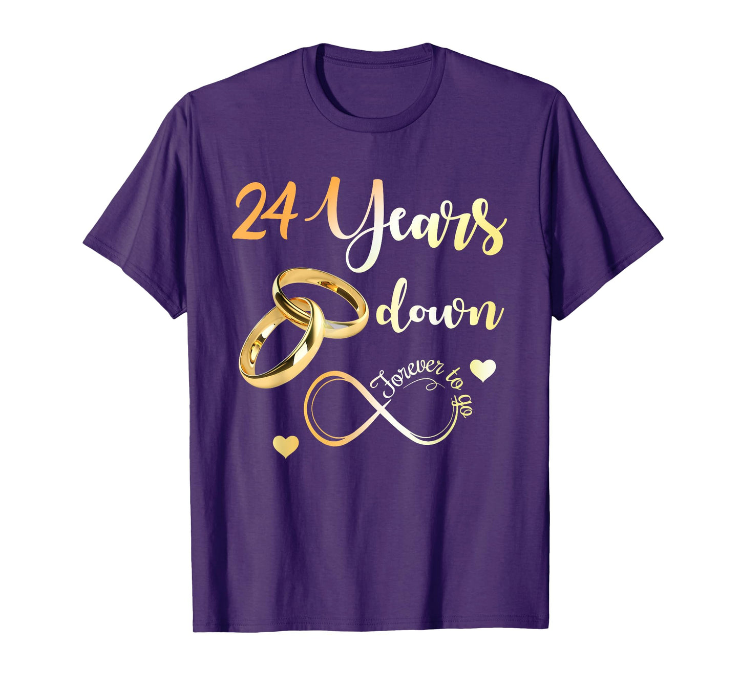24 Years Down Forever To Go Couple Matching 24th Anniversary T-Shirt