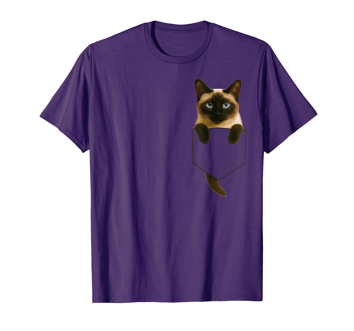 Siamese Cat Pocket Funny Gifts Cat Mom Cat Dad Cat Lover T-Shirt