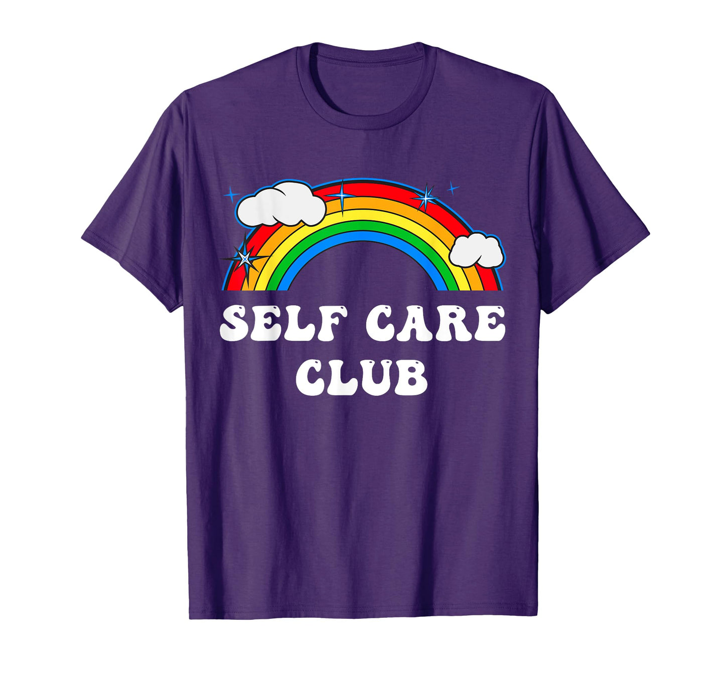 Self Care Club Cute Rainbow Mental Health Yoga Meditation T-Shirt