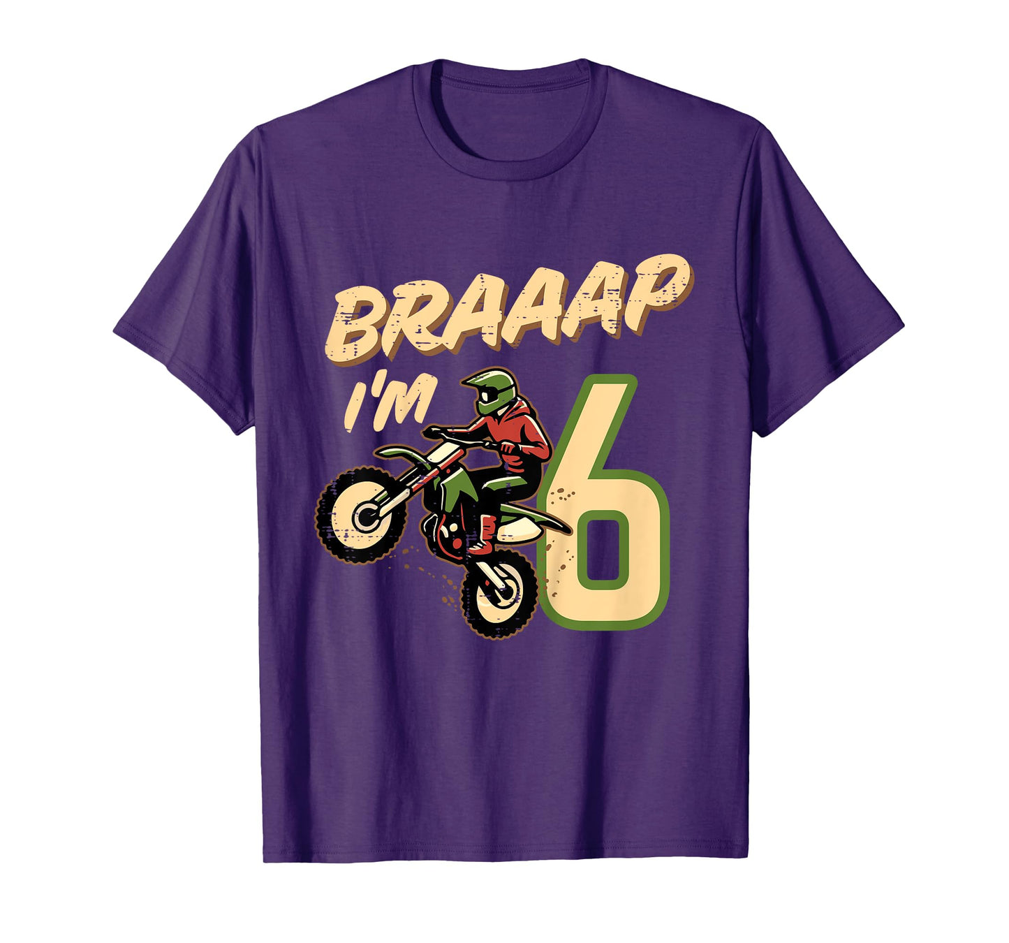 Kids Braaap Im 6 Dirt Bike 6th Birthday Motocross Bday Boys Kids T-Shirt