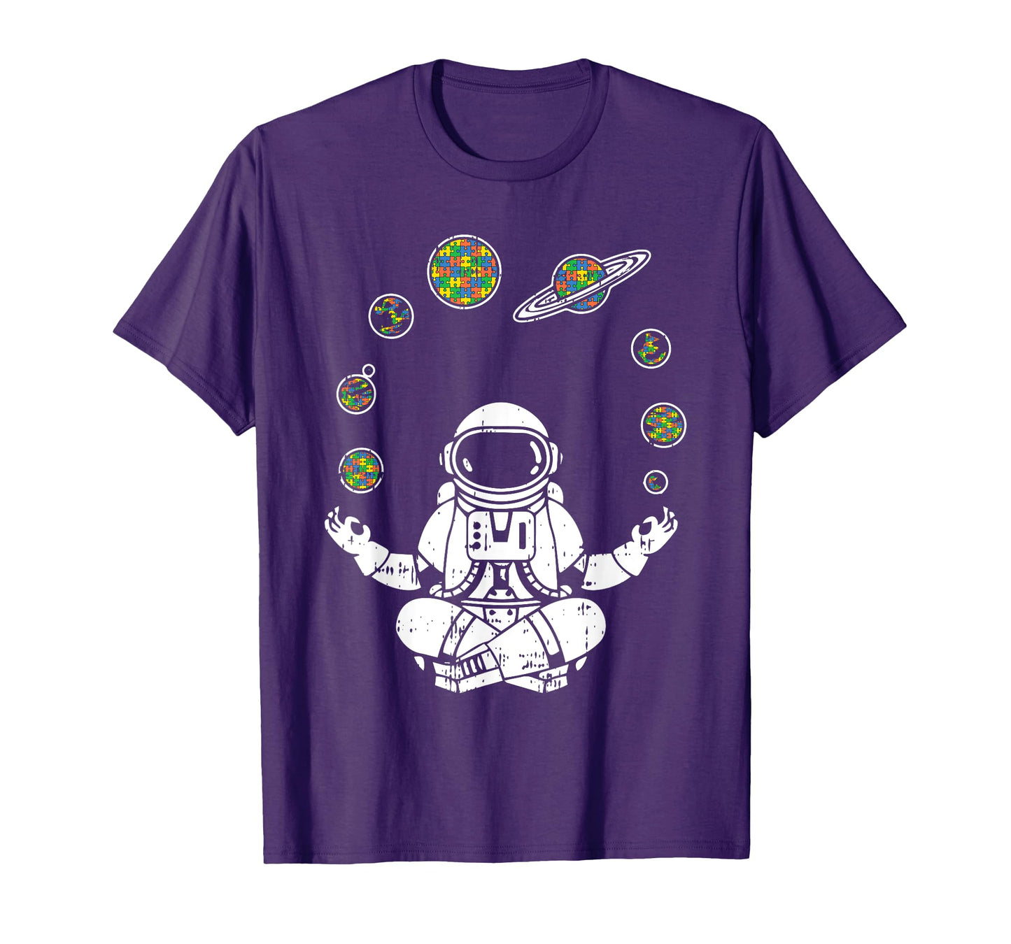 Yoga Astronaut Space Planets Autism Awareness Gifts For Mom T-Shirt