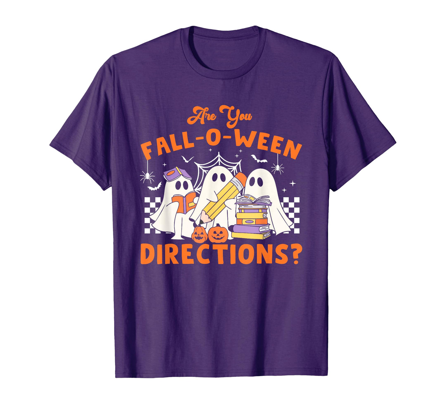 Retro are You Fall O Ween Directions Teacher Halloween Ghost T-Shirt