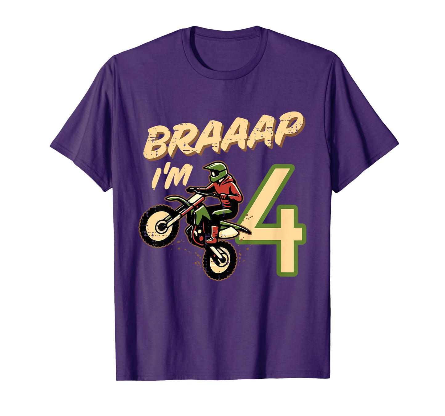 Kids Braaap Im 4 Dirt Bike 4th Birthday Bday Motocross Boys Kids T-Shirt