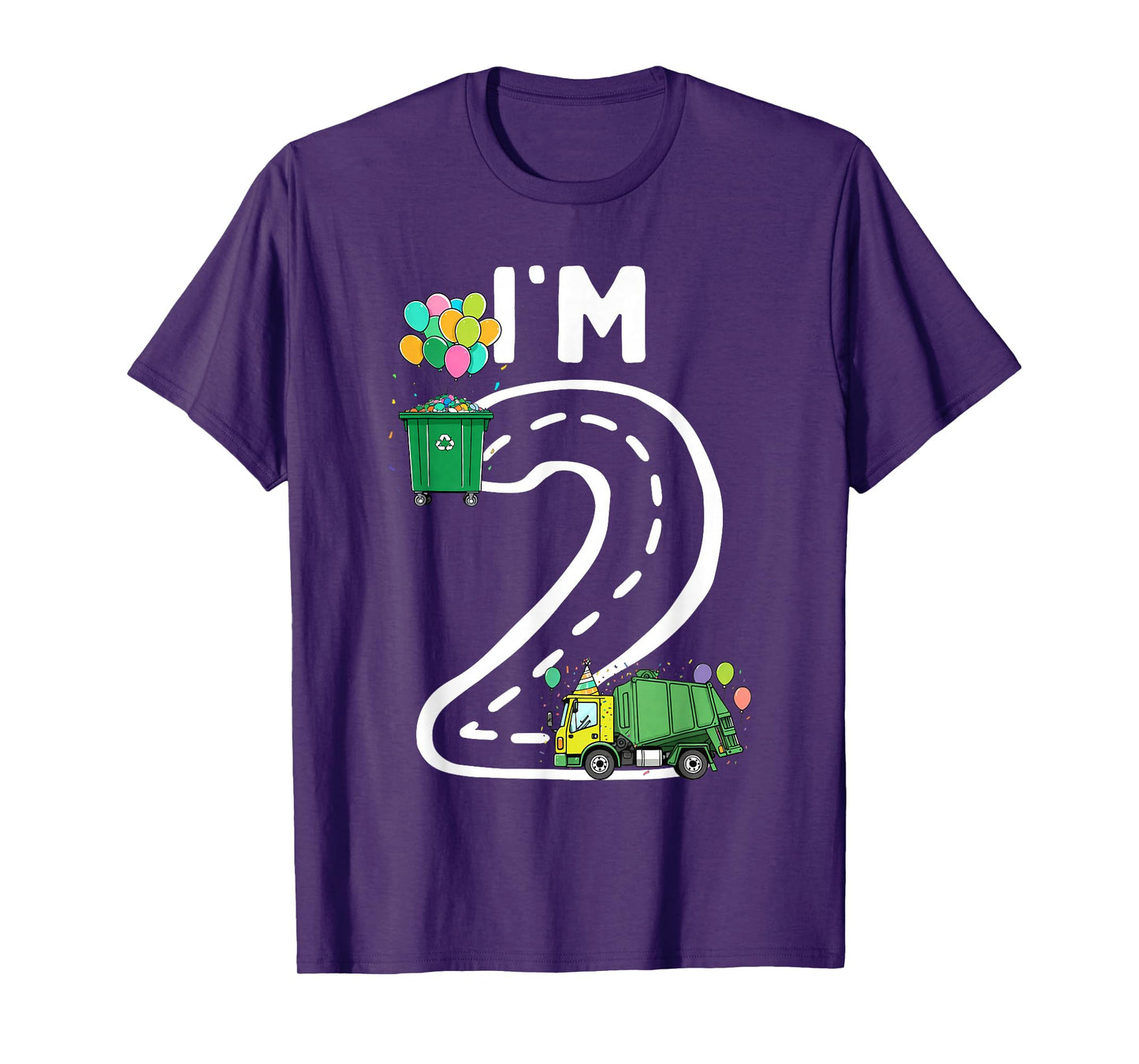 I'm 2 Two Years Old Garbage Truck 2nd Birthday Boy Kids T-Shirt