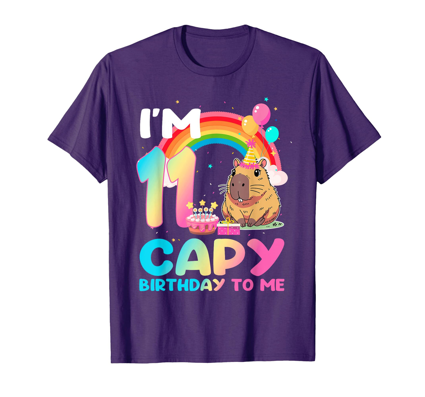 I'm 11 Year Old Capy Happy Birthday To Me 11th Bday Capybara T-Shirt