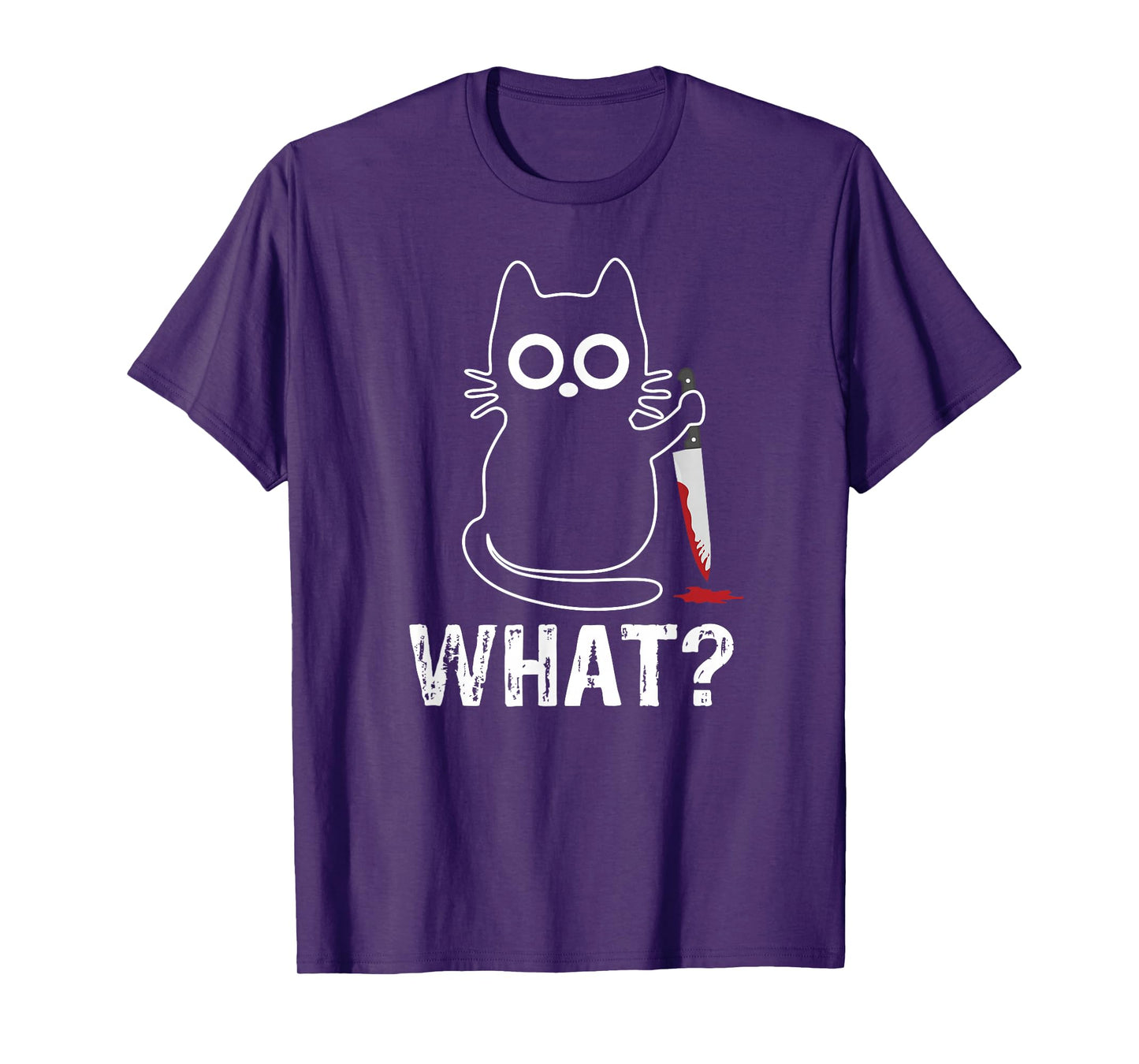 Tech-Tees Cats What? - Funny Cat With Knife Graphic Design T-Shirt, Small, Black