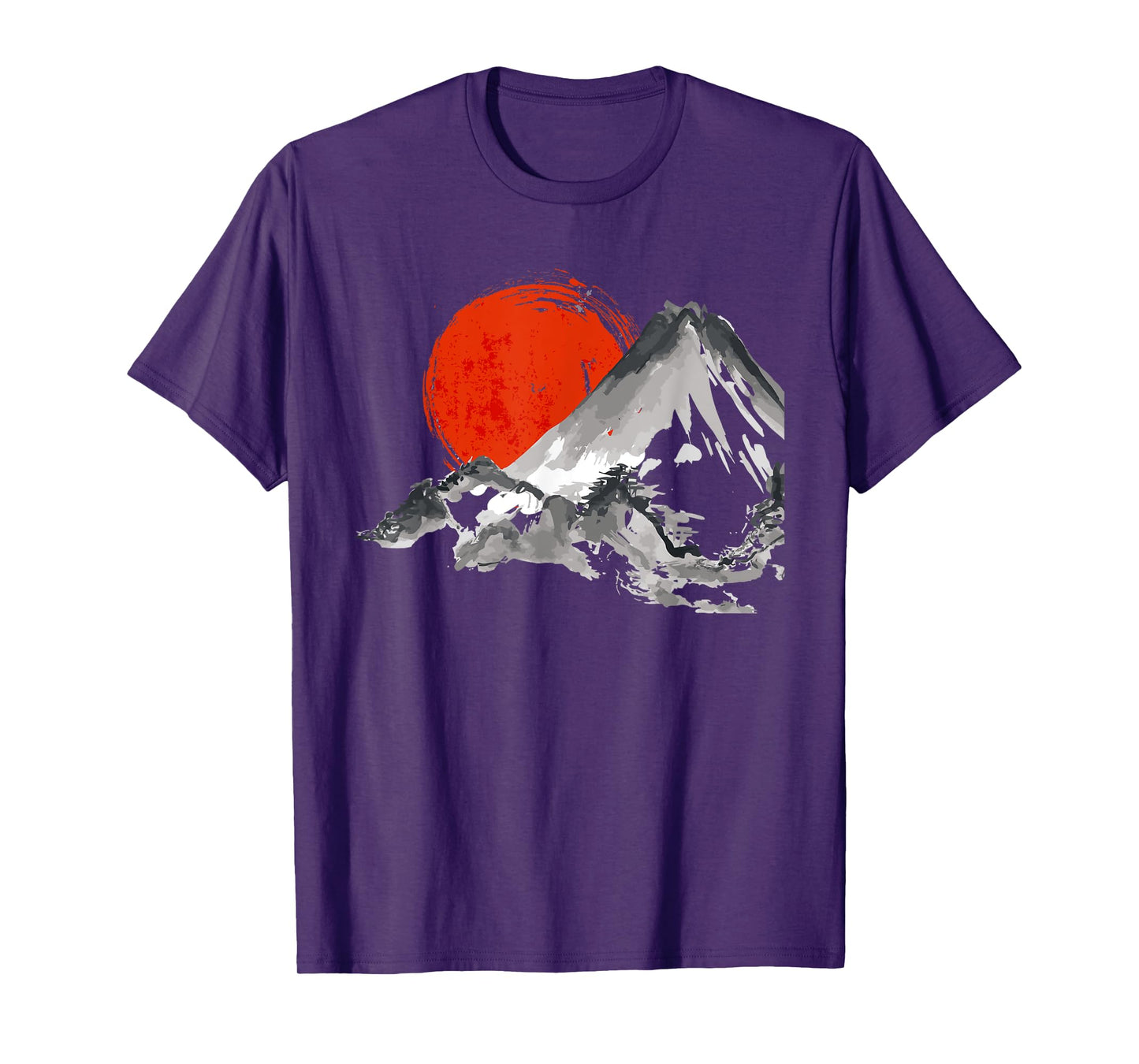 Japanese Rising Sun Over Mount Fuji Watercolor T Shirt T-Shirt