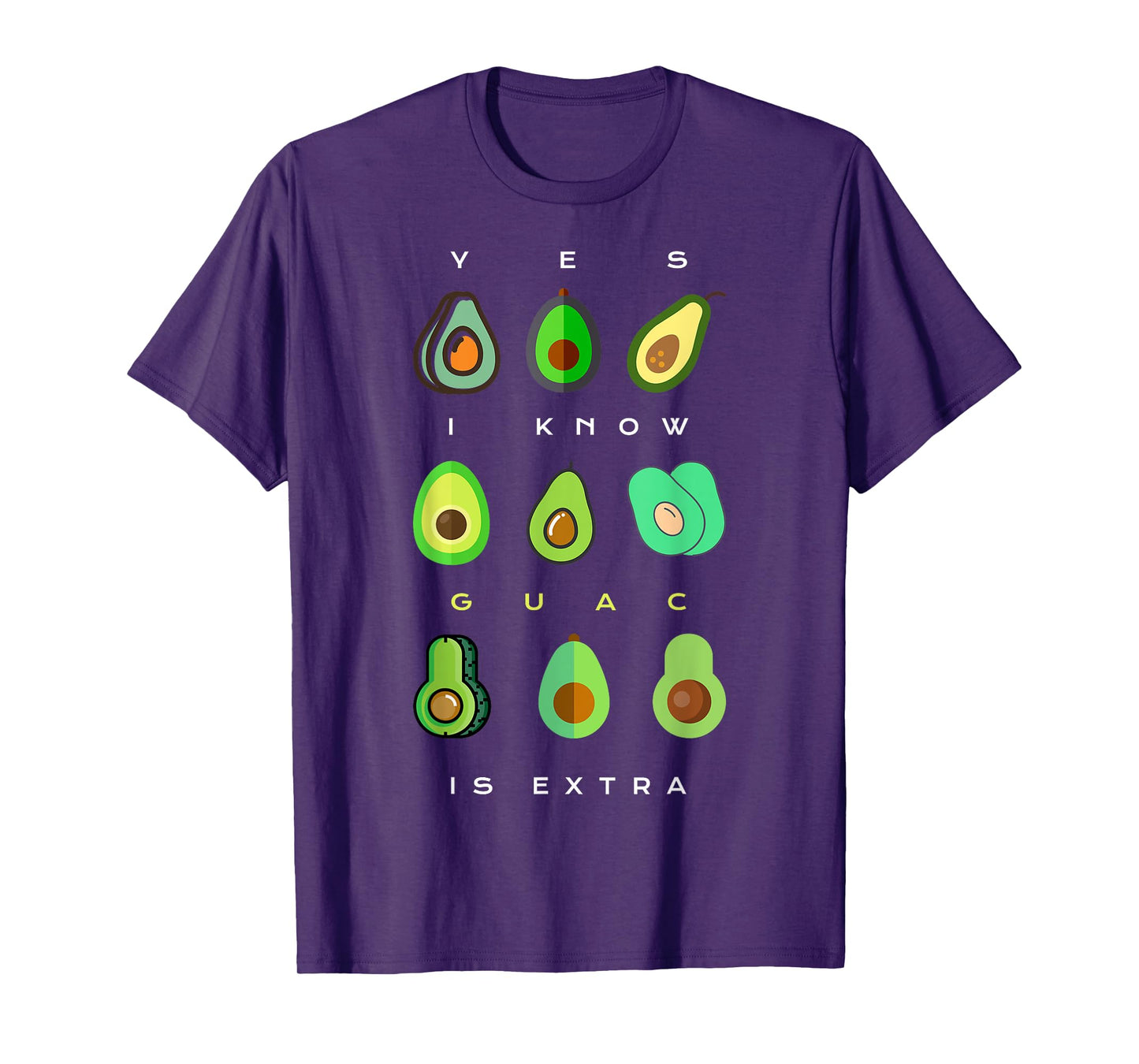Yes I Know Guac Is Extra Funny Avocado Guacamole T-Shirt