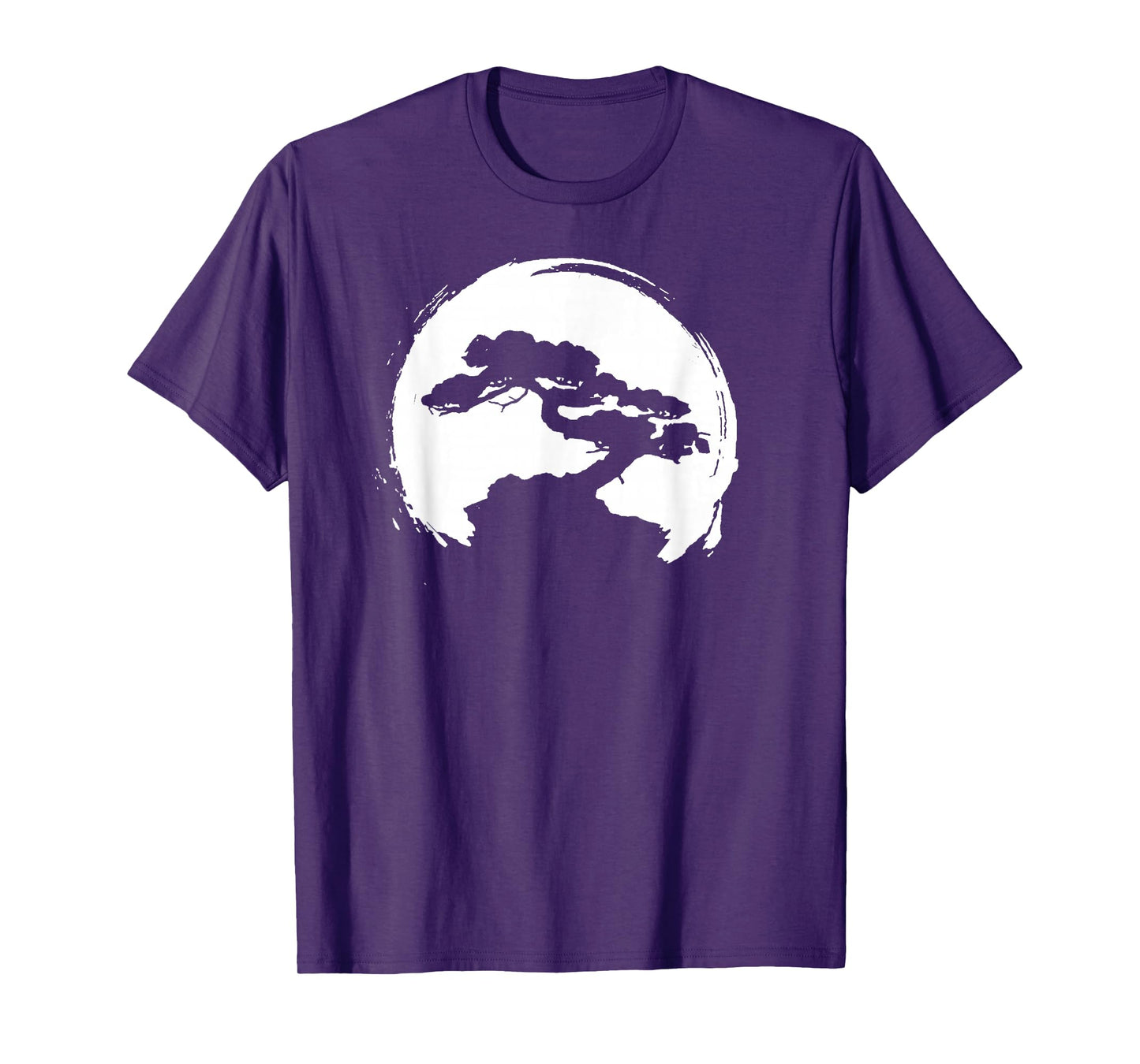 Vintage Bonsai Tree Shadow Picture Retro Zen Circle T-Shirt