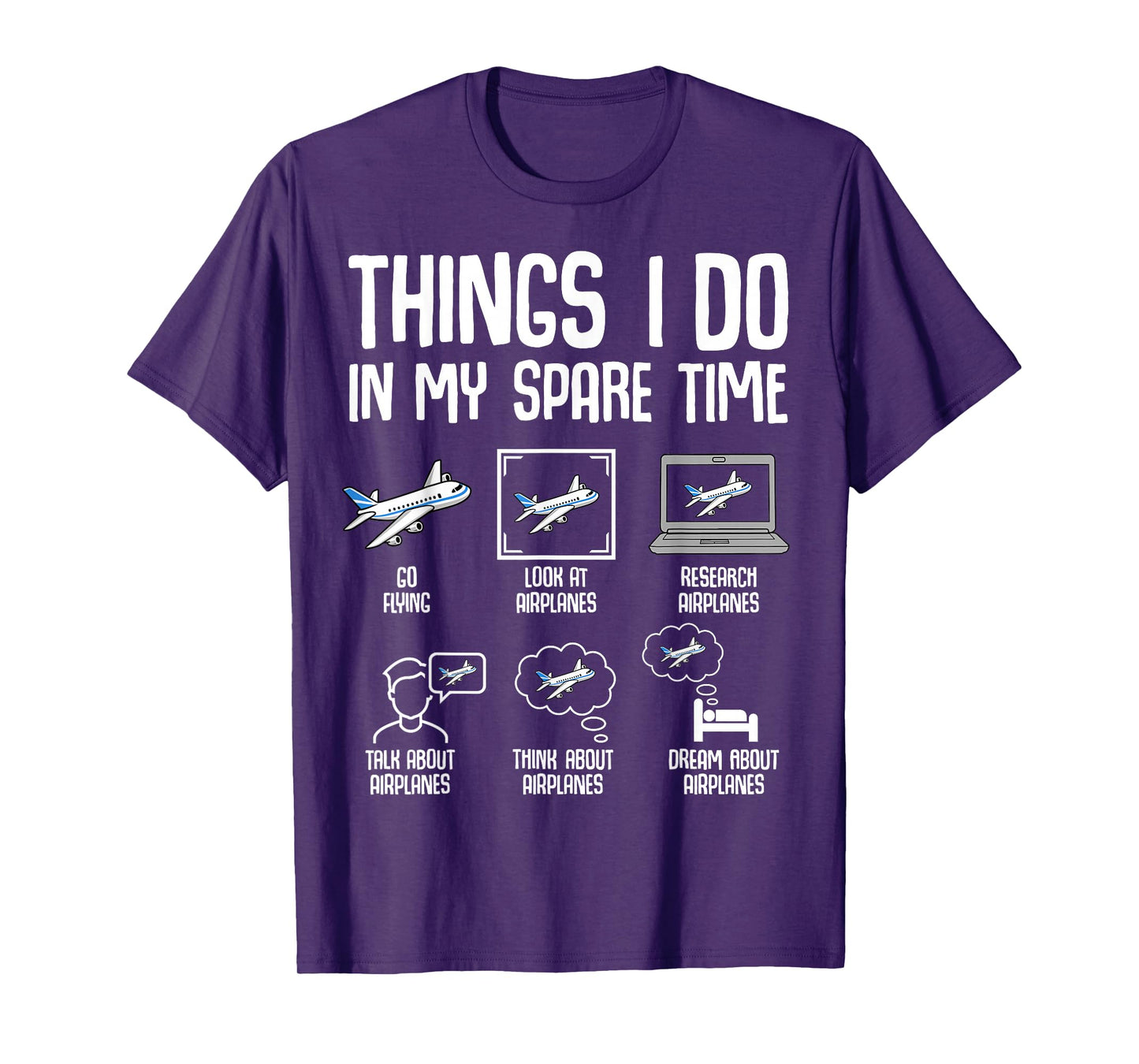 Airplane Things I Do In My Spare Time Plane Pilot Kids Men T-Shirt
