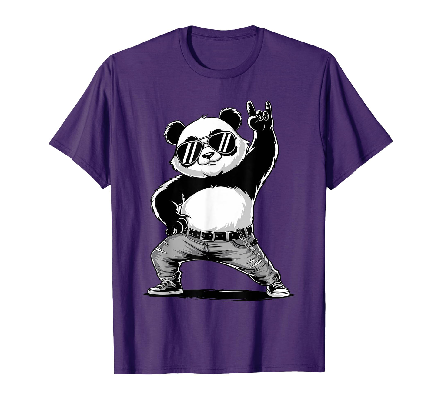 Retro Panda Rock Music Men Kids Women Panda Lover Costume T-Shirt