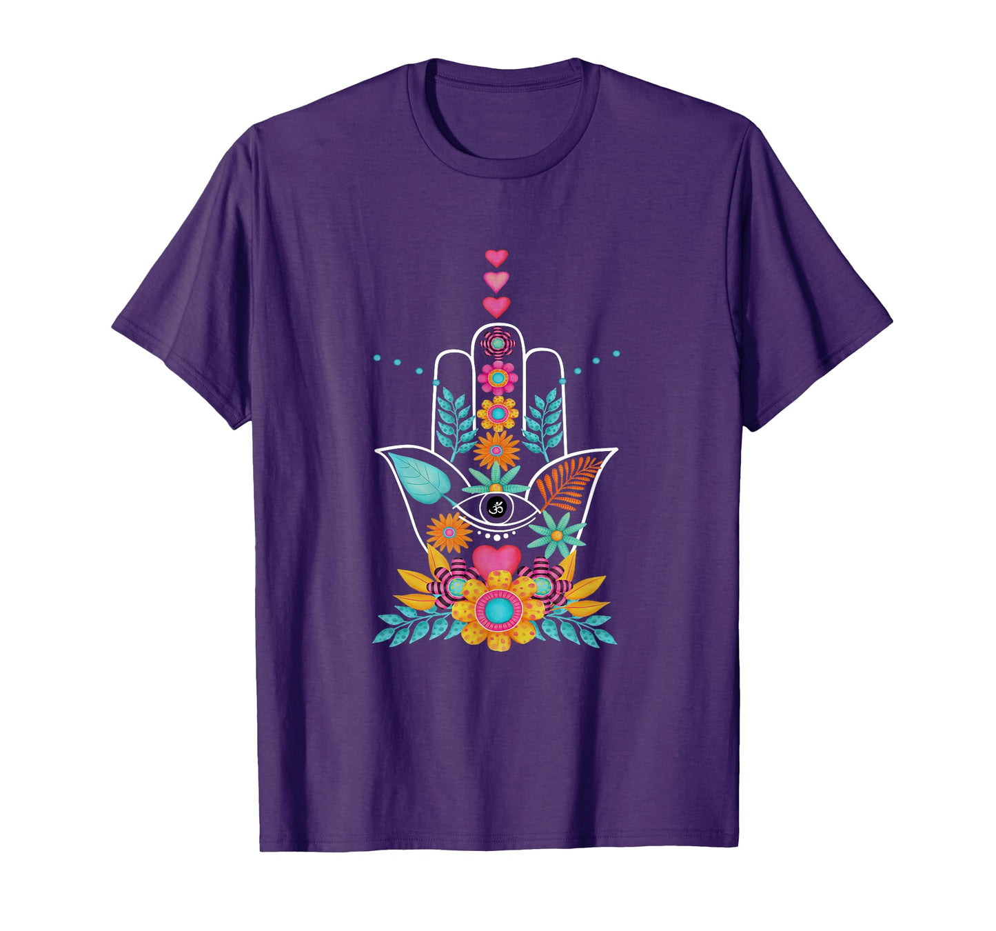 Hamsa Evil Eye Hand Of Fatima Flowers Protection Symbol Gift T-Shirt