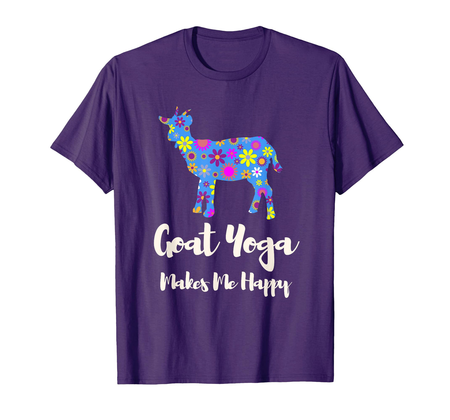Cartba Goat Yoga Co. Cute Black Floral Goat Yoga T-Shirt - Women's Yoga T-Shirt - Small - Crew Neck - Short Sleeve