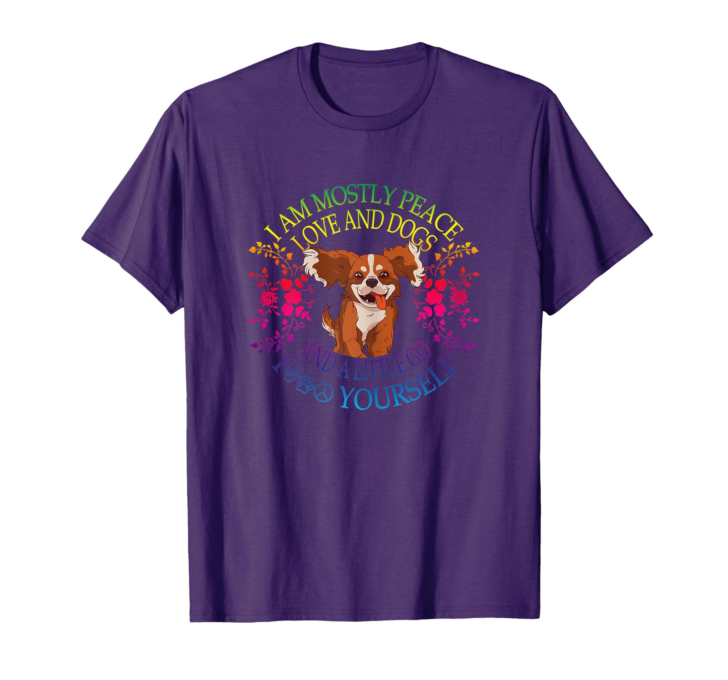 Womens Lovely Dog Saying I Am Mostly Peace Love And Dogs Funny Yoga T-Shirt