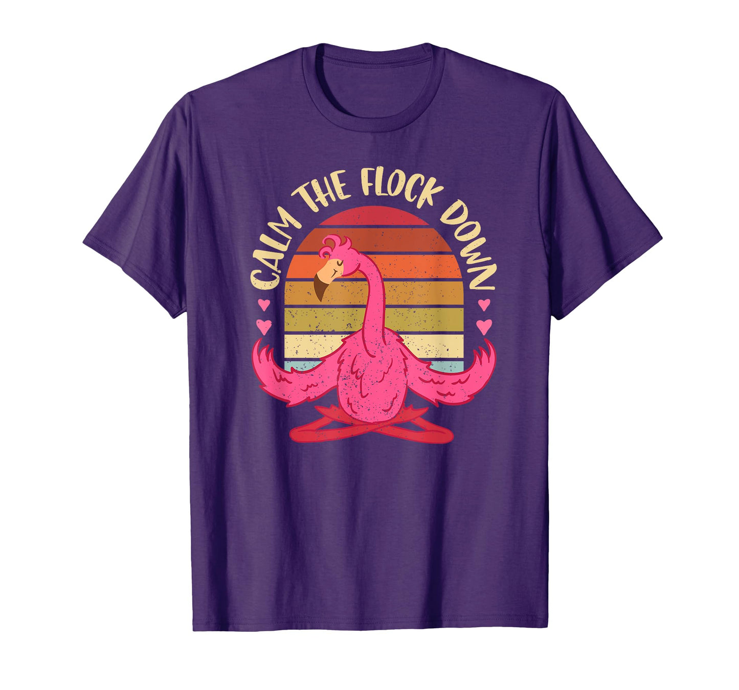 Calm The Flock Down Meditation Stress Relief Yoga Flamingo T-Shirt