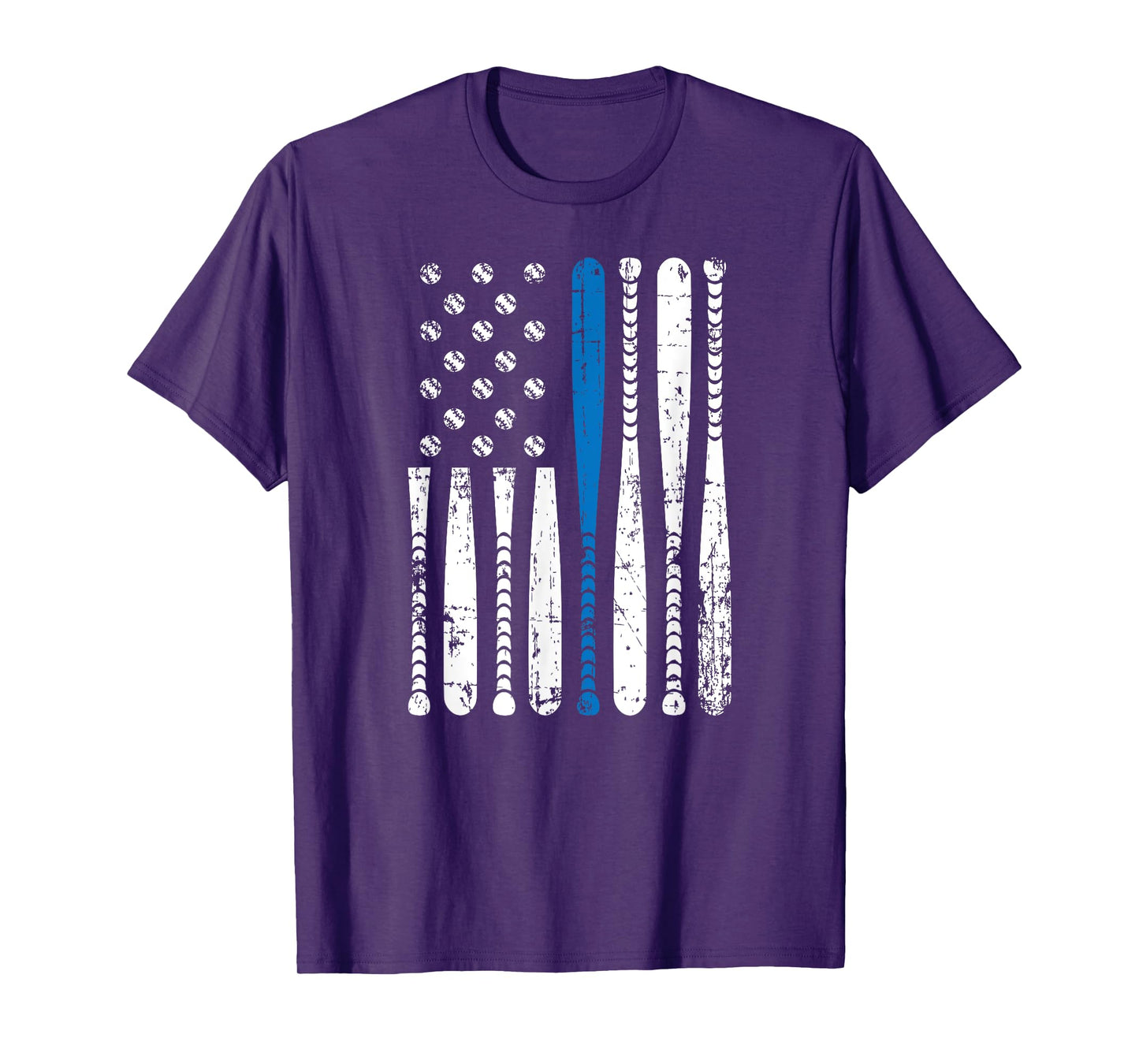 Thin Blue Line LEO USA Flag Police Support Baseball Bat Tee T-Shirt
